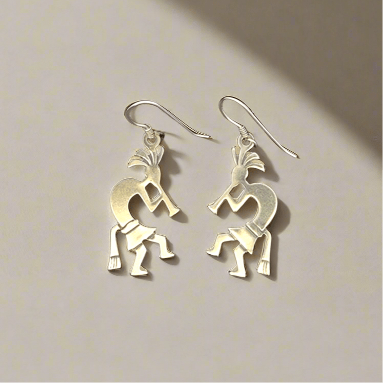 Kalifano Native American Jewelry Kokopelli Hopi USA Native American Made 925 Sterling Silver Earrings with French Hook NAE250.013