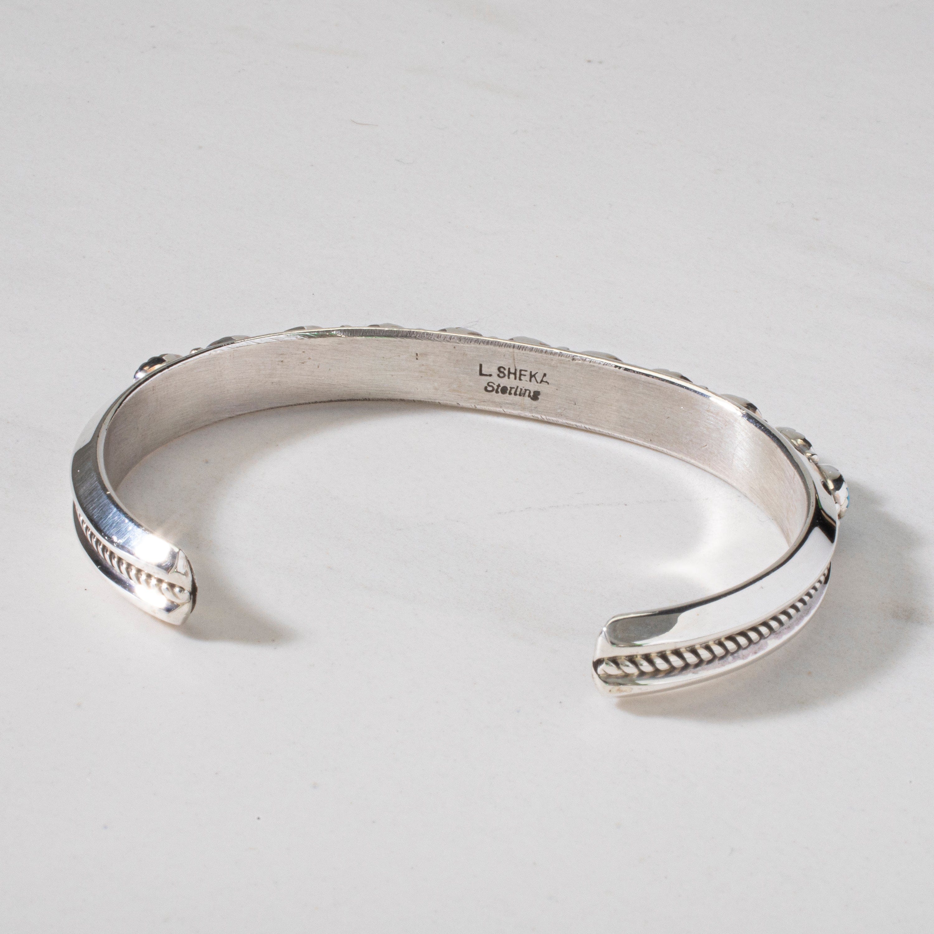 Kalifano Native American Jewelry L. Sheka Sleeping Beauty Turquoise USA Native American Made 925 Sterling Silver Cuff NAB1200.028