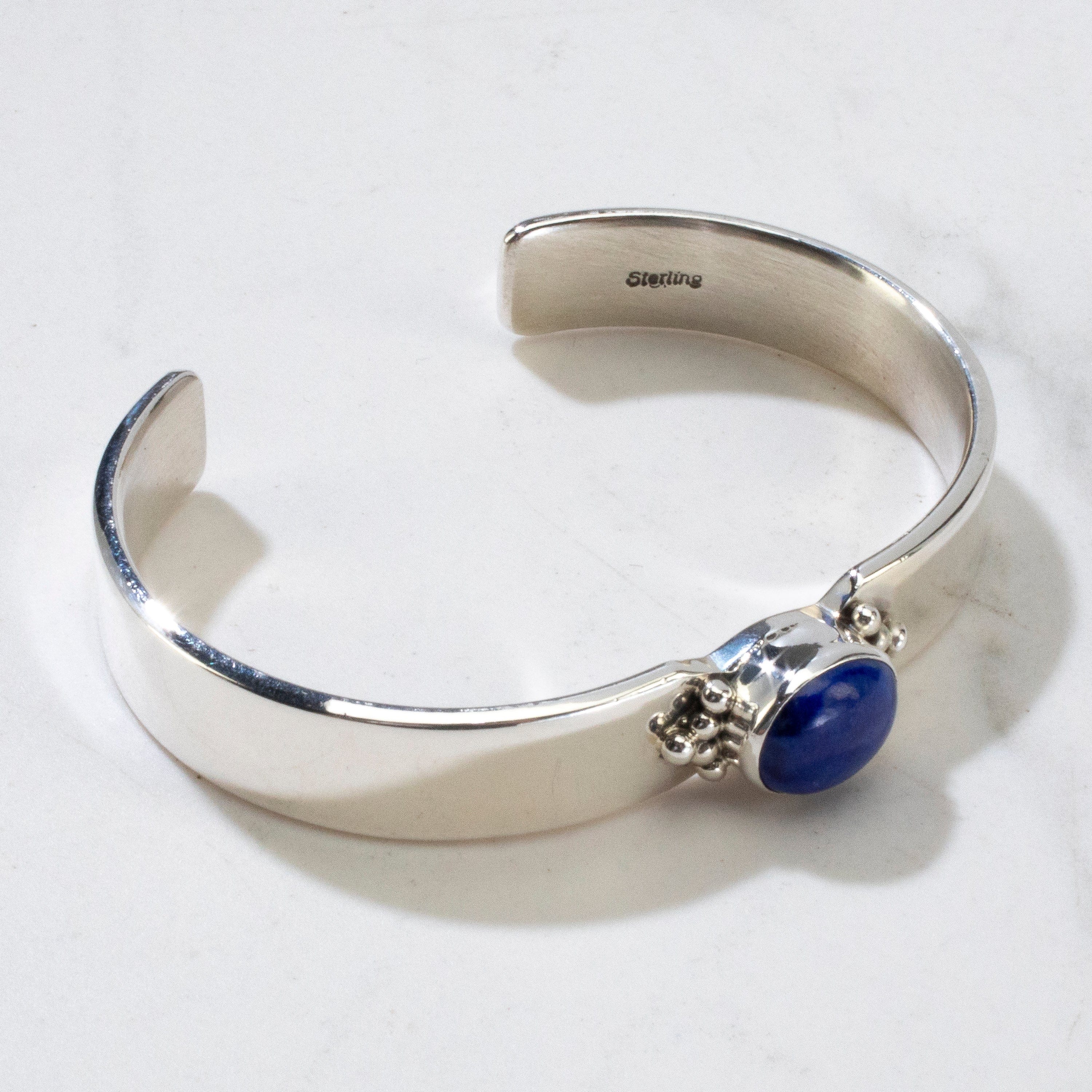 Kalifano Native American Jewelry Lapis Navajo USA Native American Made 925 Sterling Silver Cuff NAB800.050