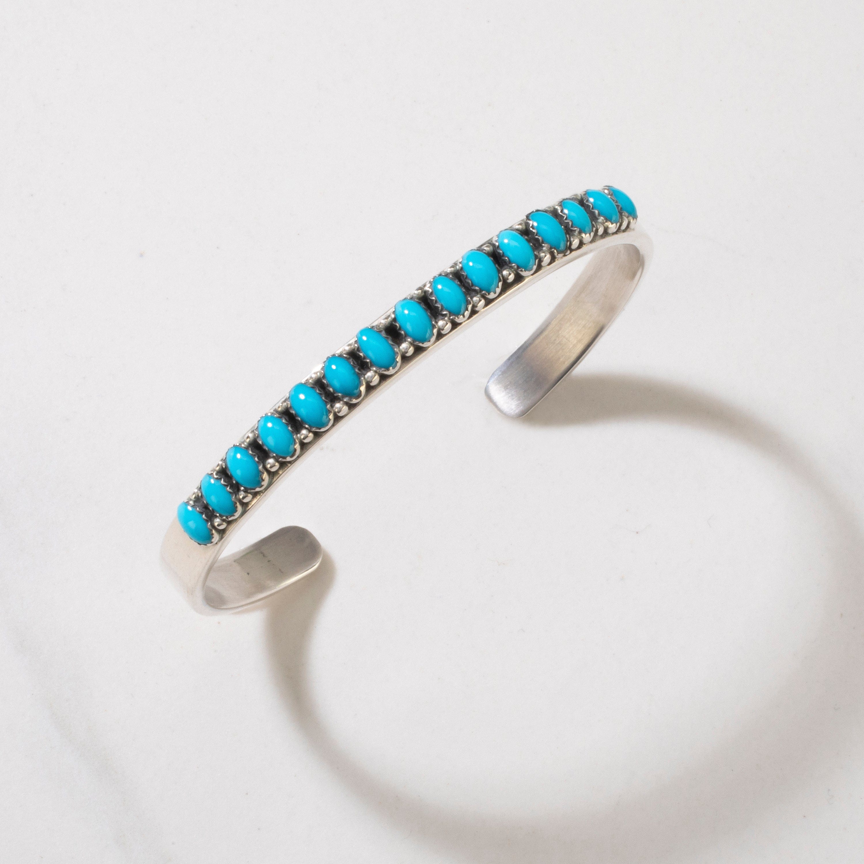 Kalifano Native American Jewelry Livingston Sleeping Beauty Turquoise Navajo USA Native American Made 925 Sterling Silver Cuff NAB800.017