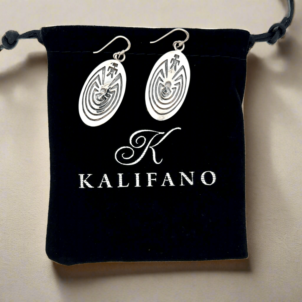 Kalifano Native American Jewelry Man in Maze Fernando Puhuhefvaya Hopi USA Native American Made 925 Sterling Silver with French Hook NAE400.047