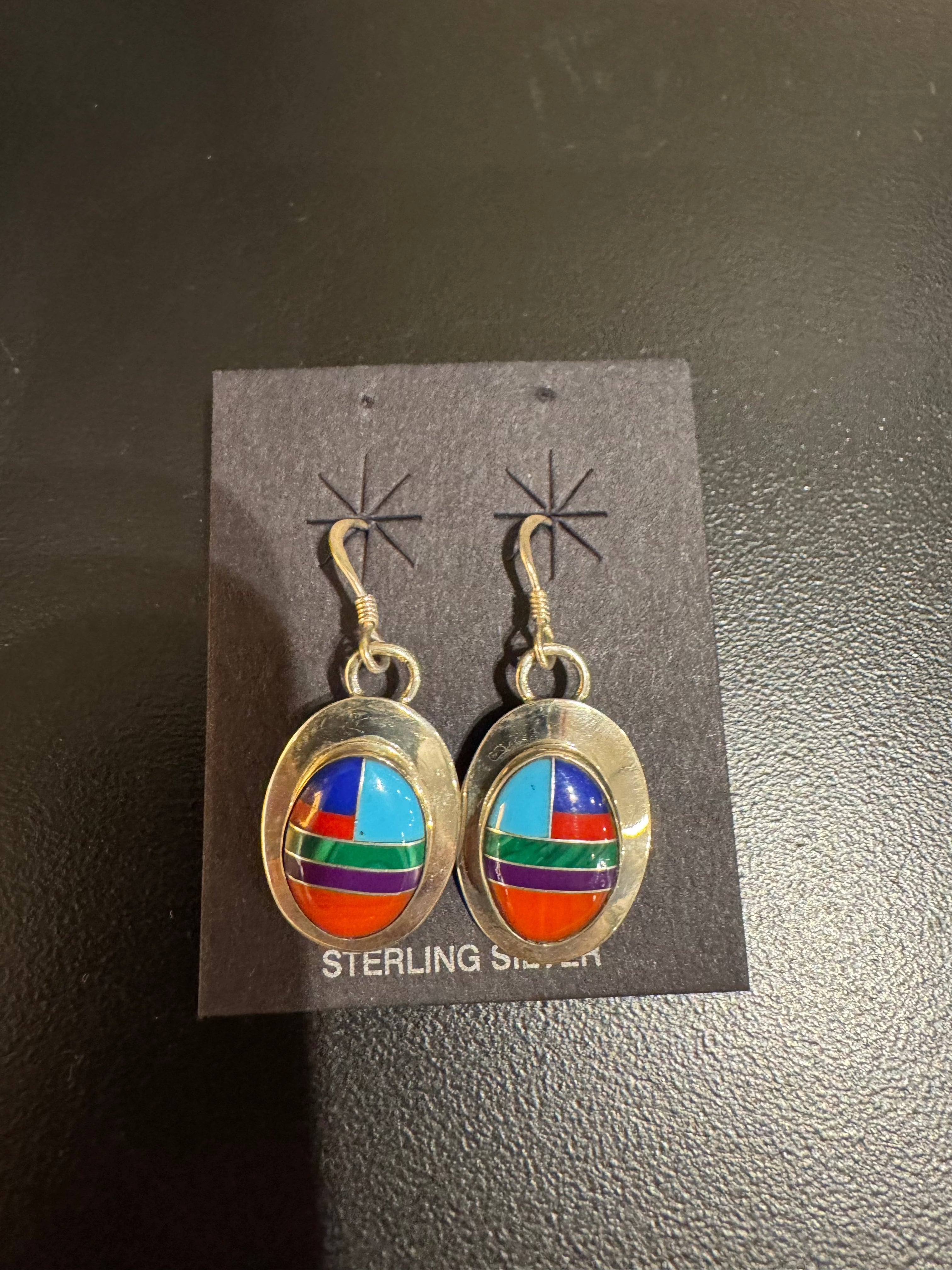 Kalifano Native American Jewelry Multi Gemstone USA Handmade 925 Sterling Silver Earrings NME120-MT