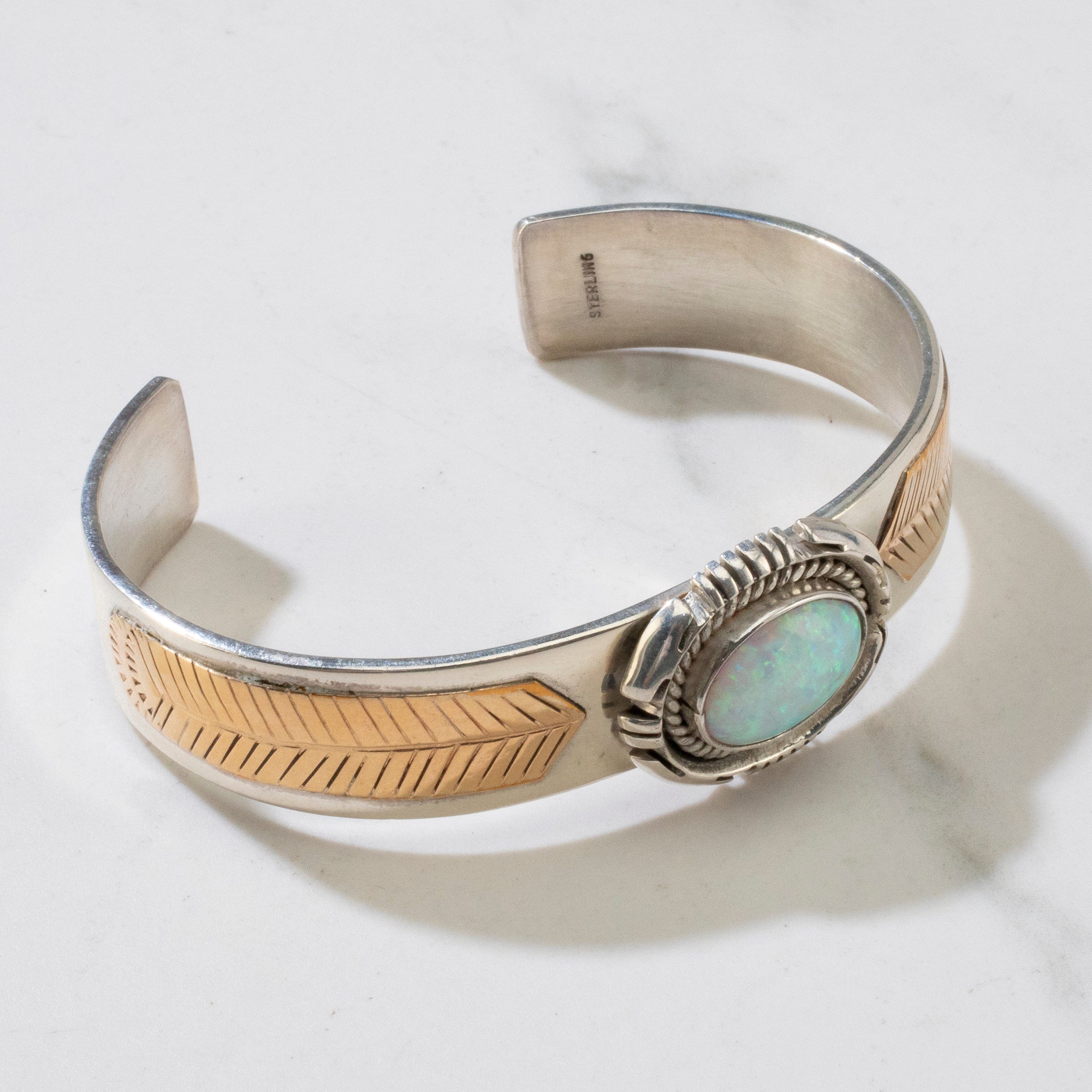 Kalifano Native American Jewelry Opal Navajo USA Native American Made 925 Sterling Silver Cuff NAB1000.019