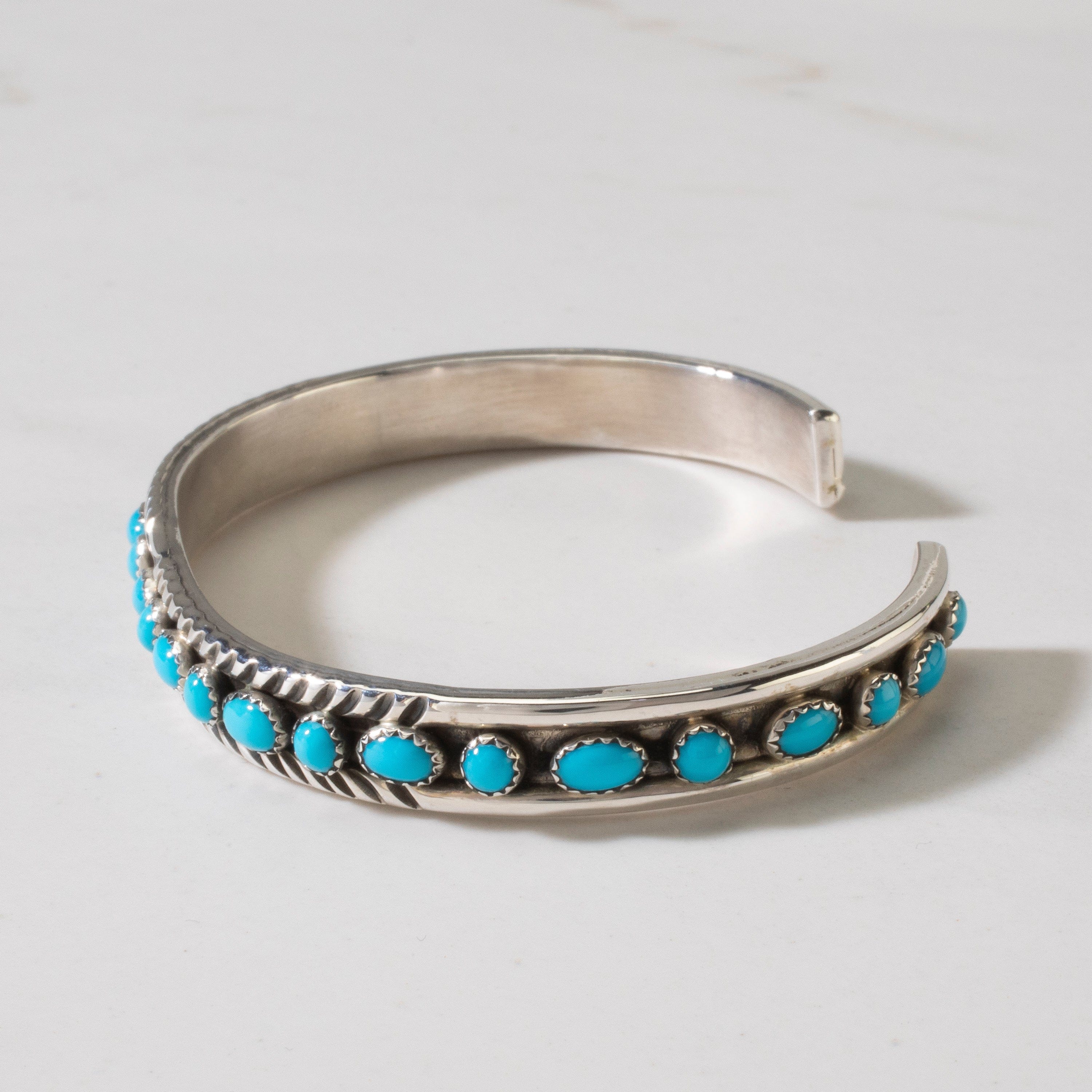 Kalifano Native American Jewelry Patrick Yazzie Navajo Sleeping Beauty Turquoise USA Native American Made 925 Sterling Silver Cuff NAB1200.021