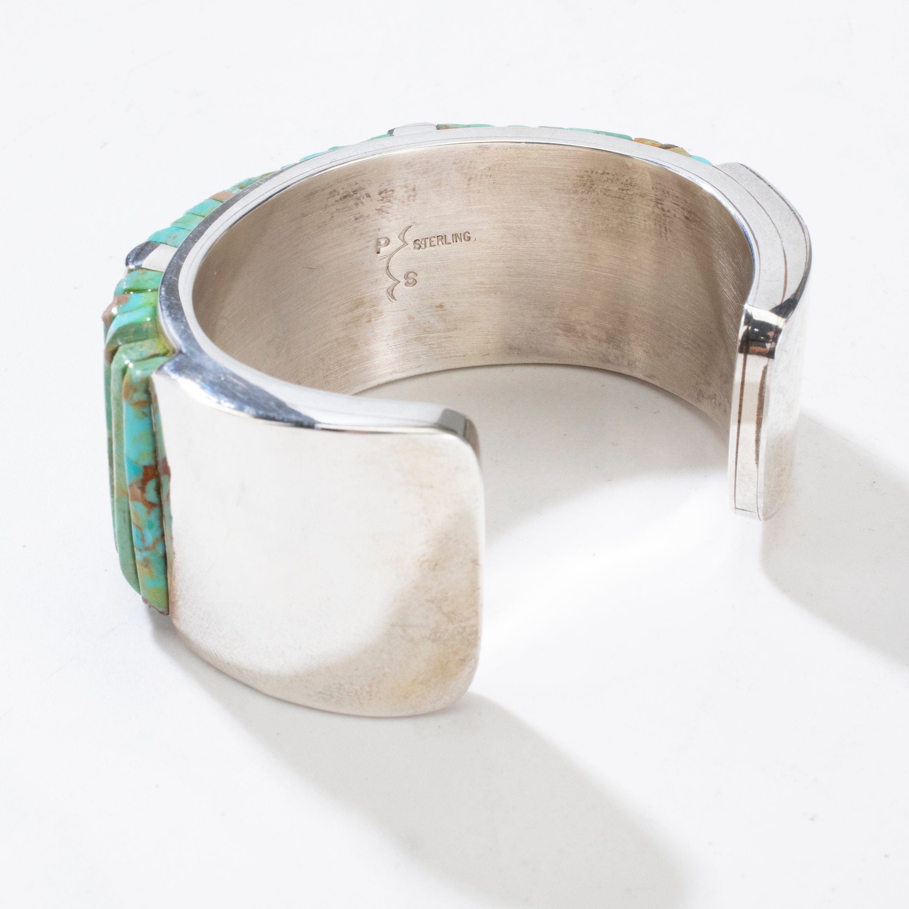 Kalifano Native American Jewelry Pete Sierra Kingman Turquoise Navajo USA Native American Made 925 Sterling Silver Cuff NAB10000.001