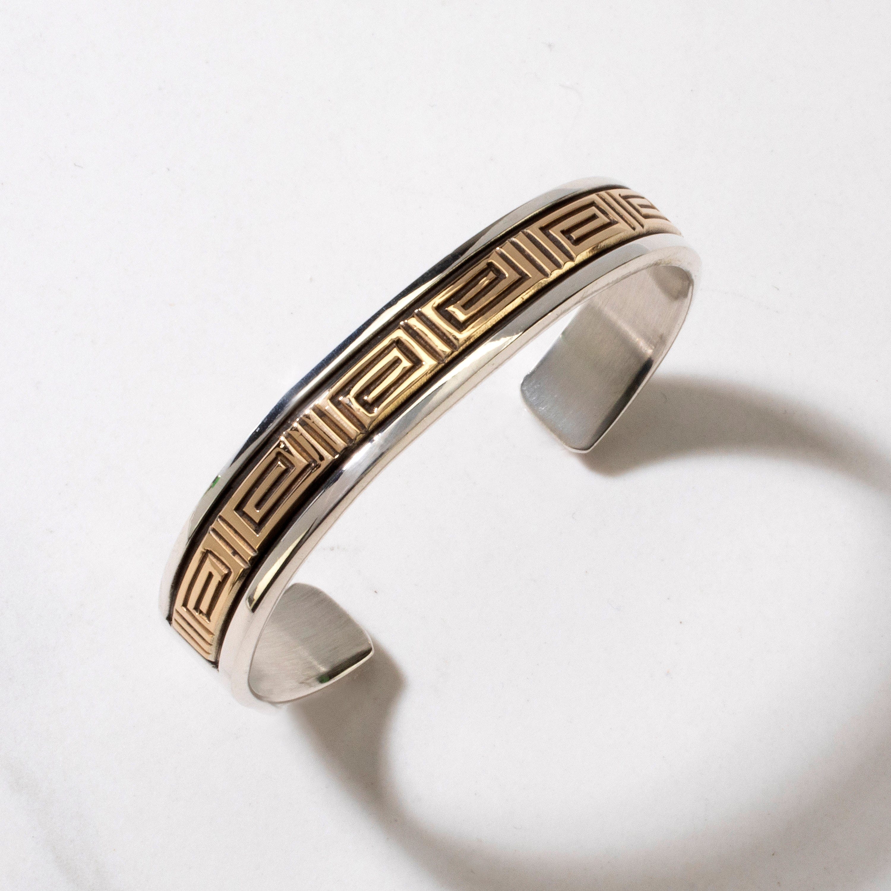 Kalifano Native American Jewelry Ray Bennett Navajo 14K Gold & 925 Sterling Silver USA Native American Made Cuff NAB2800.004