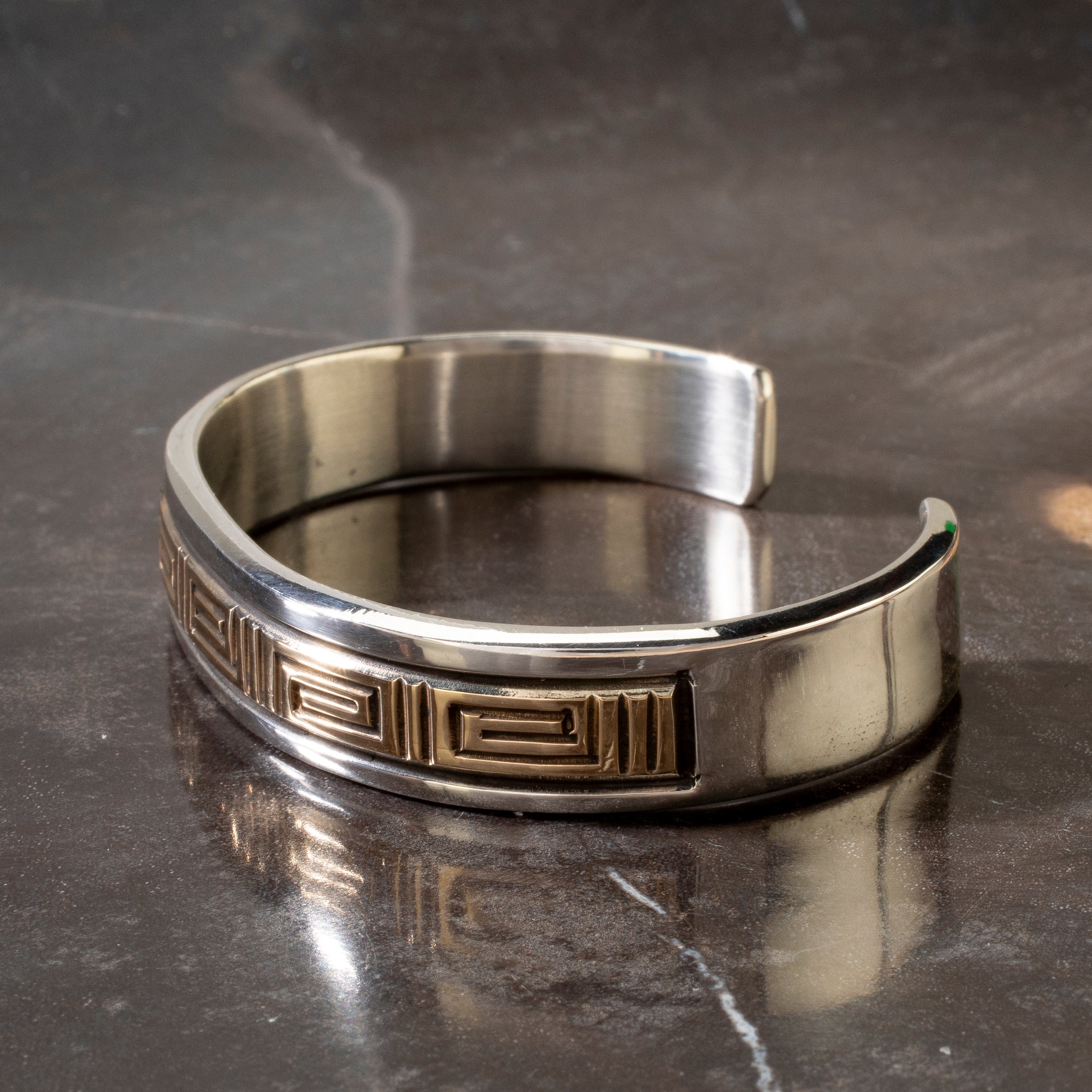 Kalifano Native American Jewelry Ray Bennett Navajo 14K Gold & 925 Sterling Silver USA Native American Made Cuff NAB2800.004