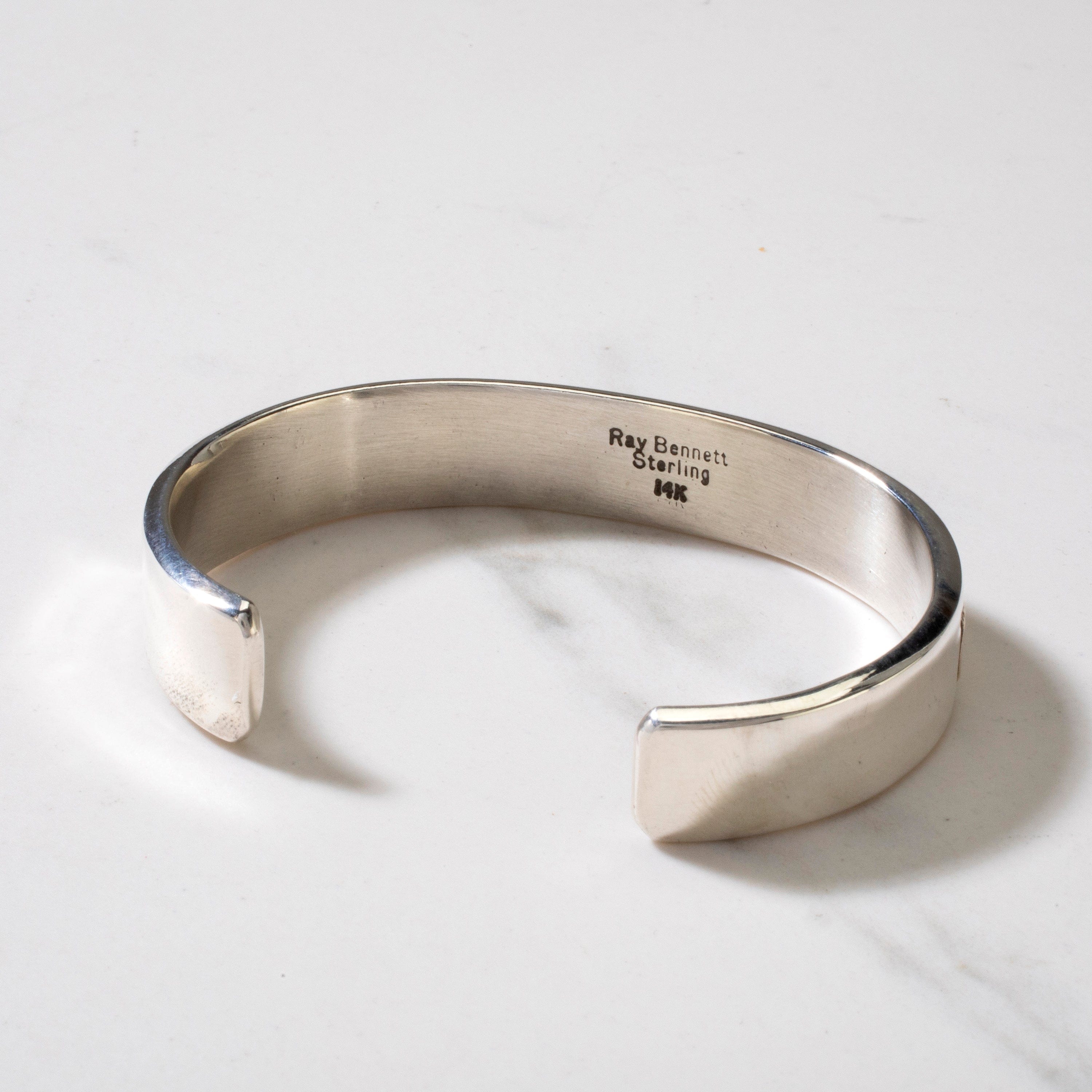 Kalifano Native American Jewelry Ray Bennett Navajo 14K Gold & 925 Sterling Silver USA Native American Made Cuff NAB2800.004