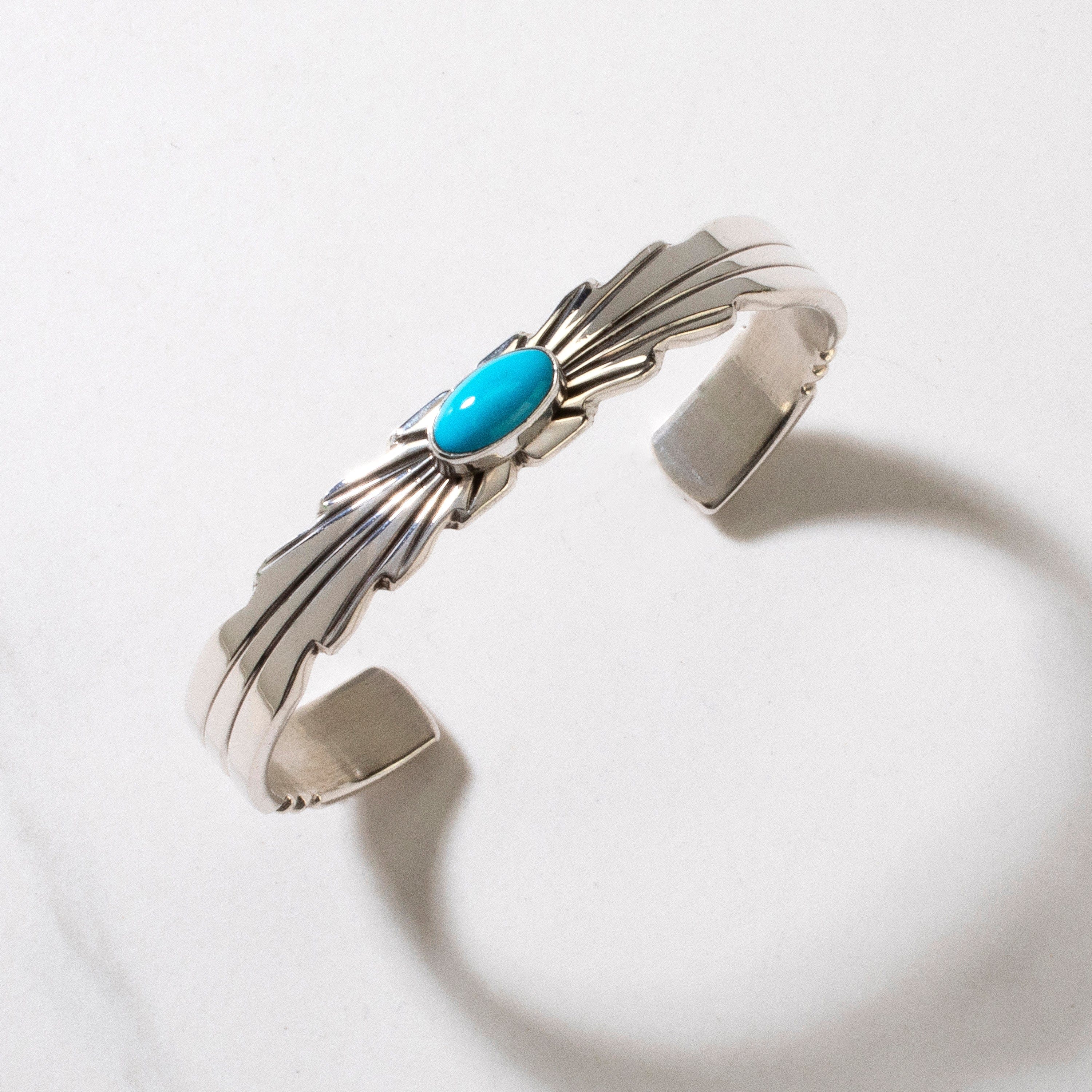 Kalifano Native American Jewelry Ray Bennett Navajo Sleeping Beauty Turquoise USA Native American Made 925 Sterling Silver Cuff NAB1200.024