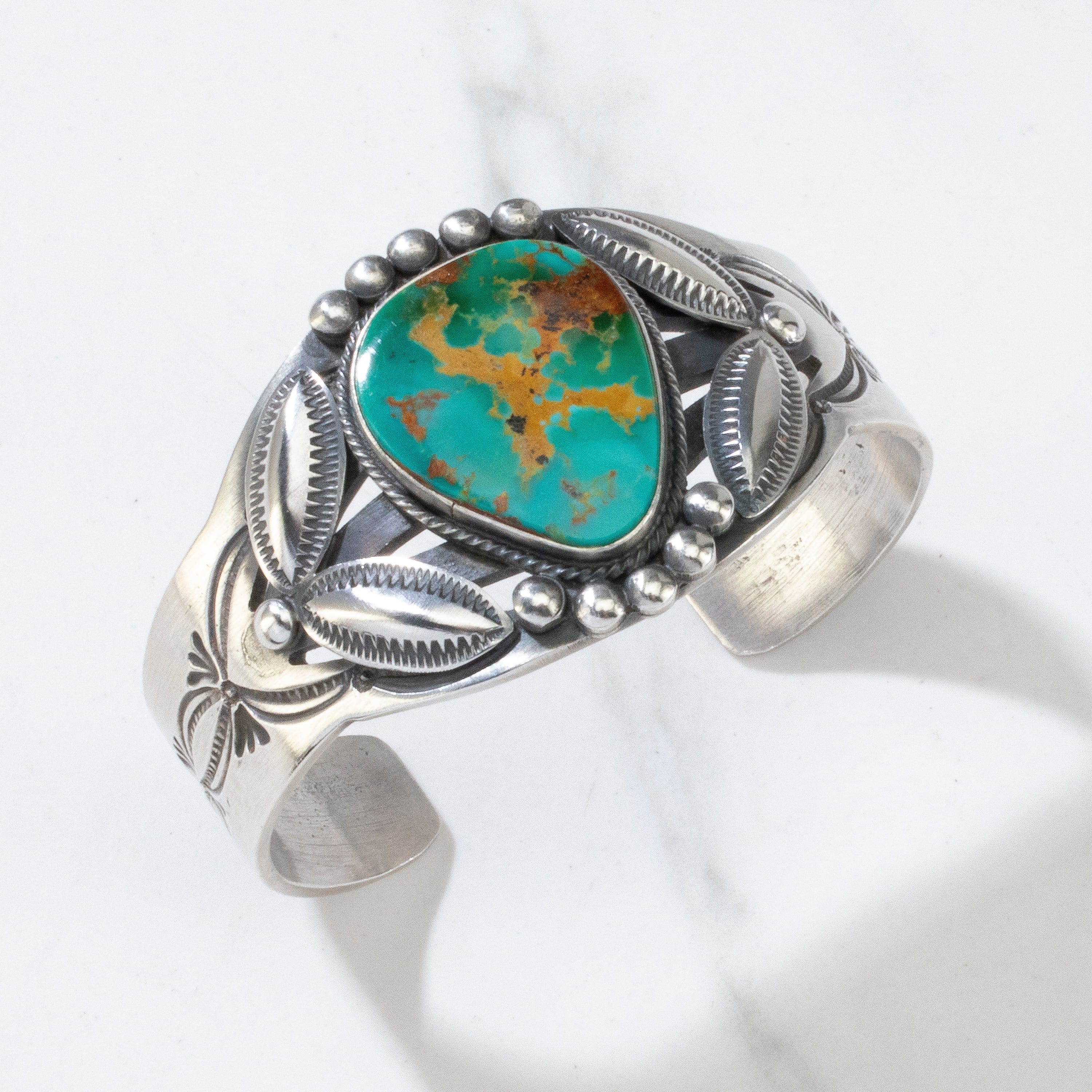 Kalifano Native American Jewelry Royston Turquoise USA Native American Made 925 Sterling Silver Cuff NAB2000.003