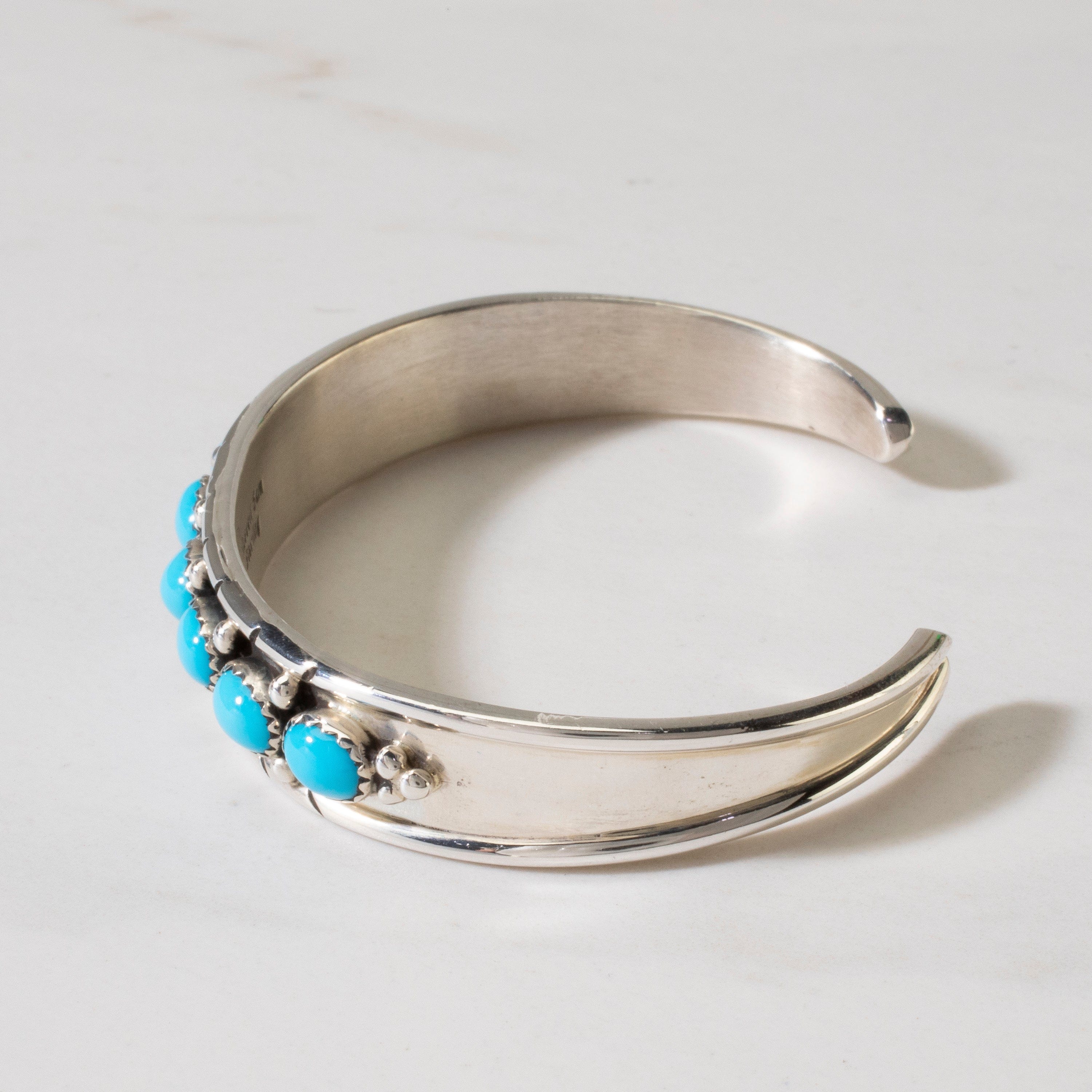 Kalifano Native American Jewelry Russell Sam Navajo Sleeping Beauty Turquoise USA Native American Made 925 Sterling Silver Cuff NAB1200.026