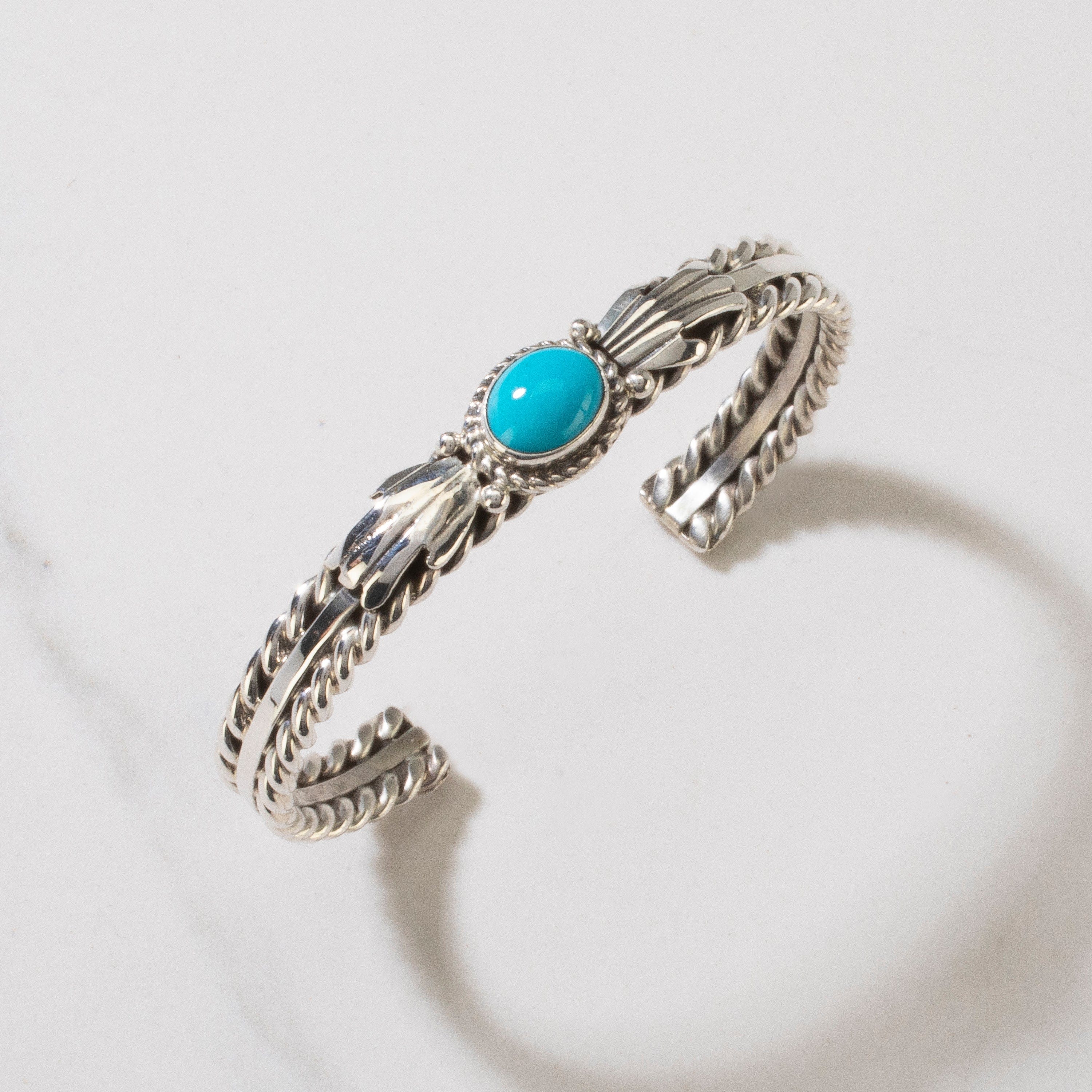 Kalifano Native American Jewelry Sleeping Beauty Turquoise Navajo USA Native American Made 925 Sterling Silver Cuff NAB900.011
