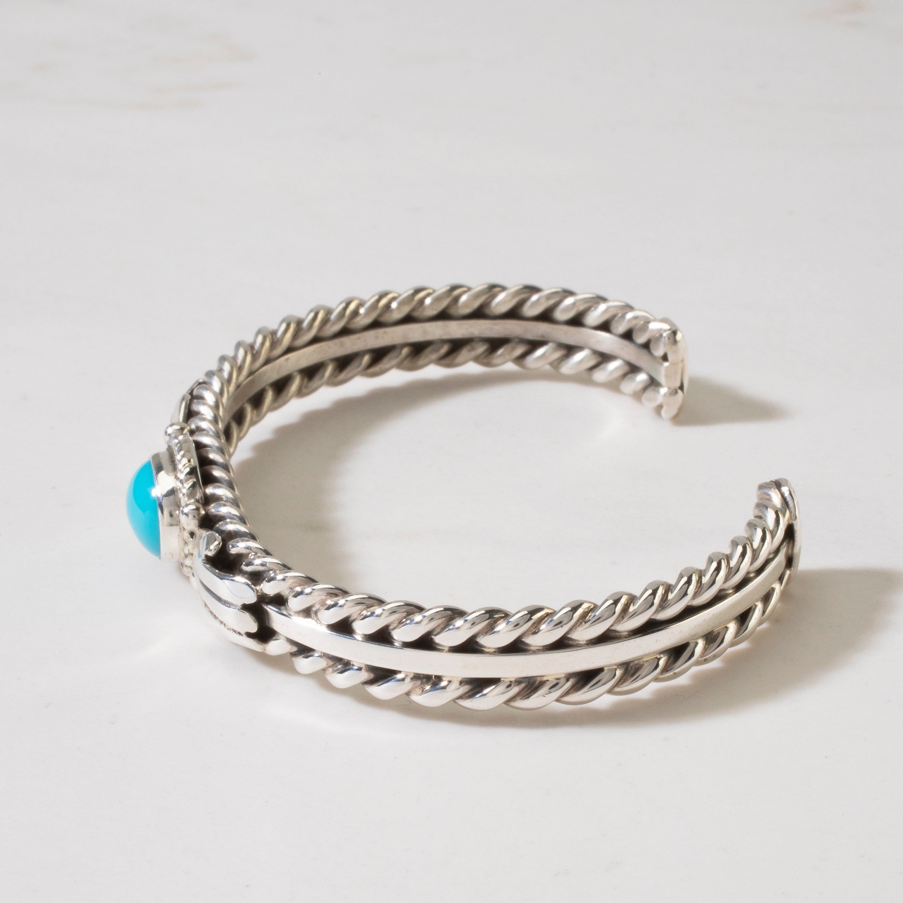 Kalifano Native American Jewelry Sleeping Beauty Turquoise Navajo USA Native American Made 925 Sterling Silver Cuff NAB900.011