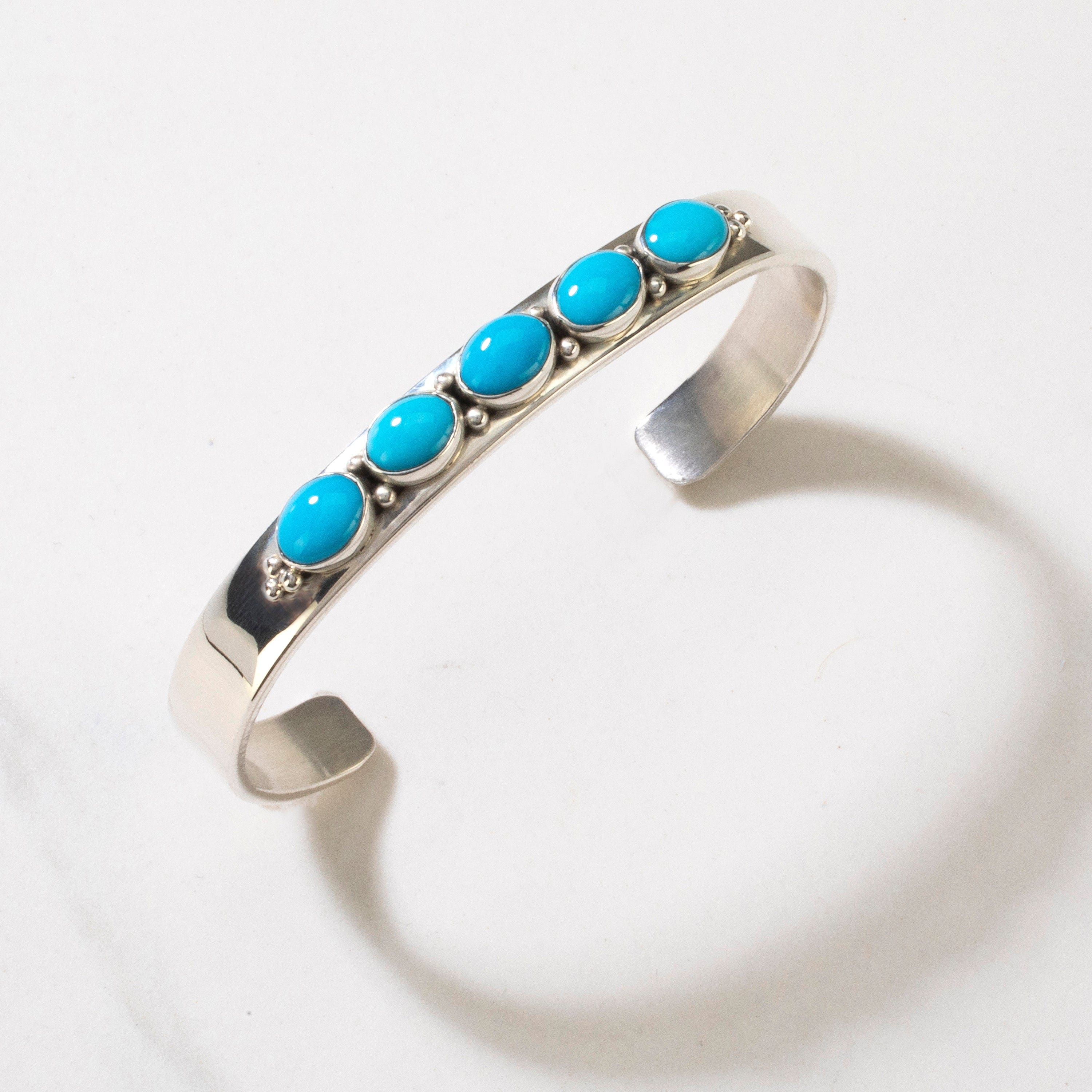 Kalifano Native American Jewelry Sleeping Beauty Turquoise Navajo USA Native American Made 925 Sterling Silver Cuff NAB900.017