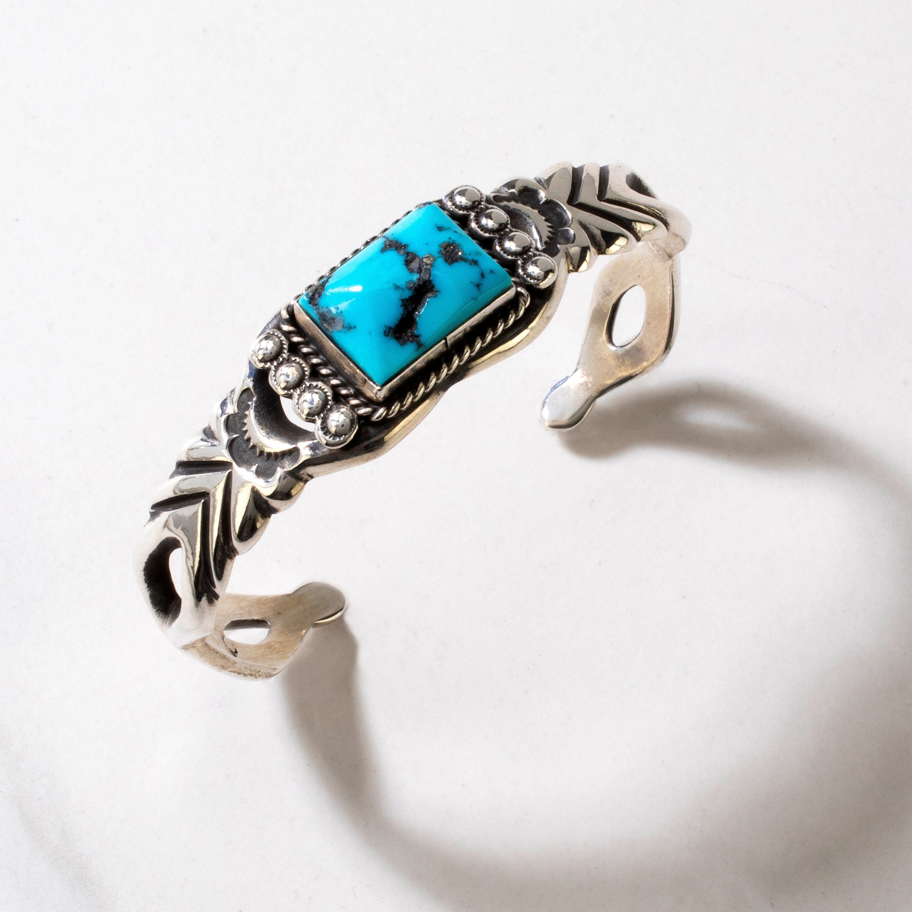 Kalifano Native American Jewelry Sleeping Beauty Turquoise Rectangular Navajo USA Native American Made 925 Sterling Silver Cuff NAB900.028