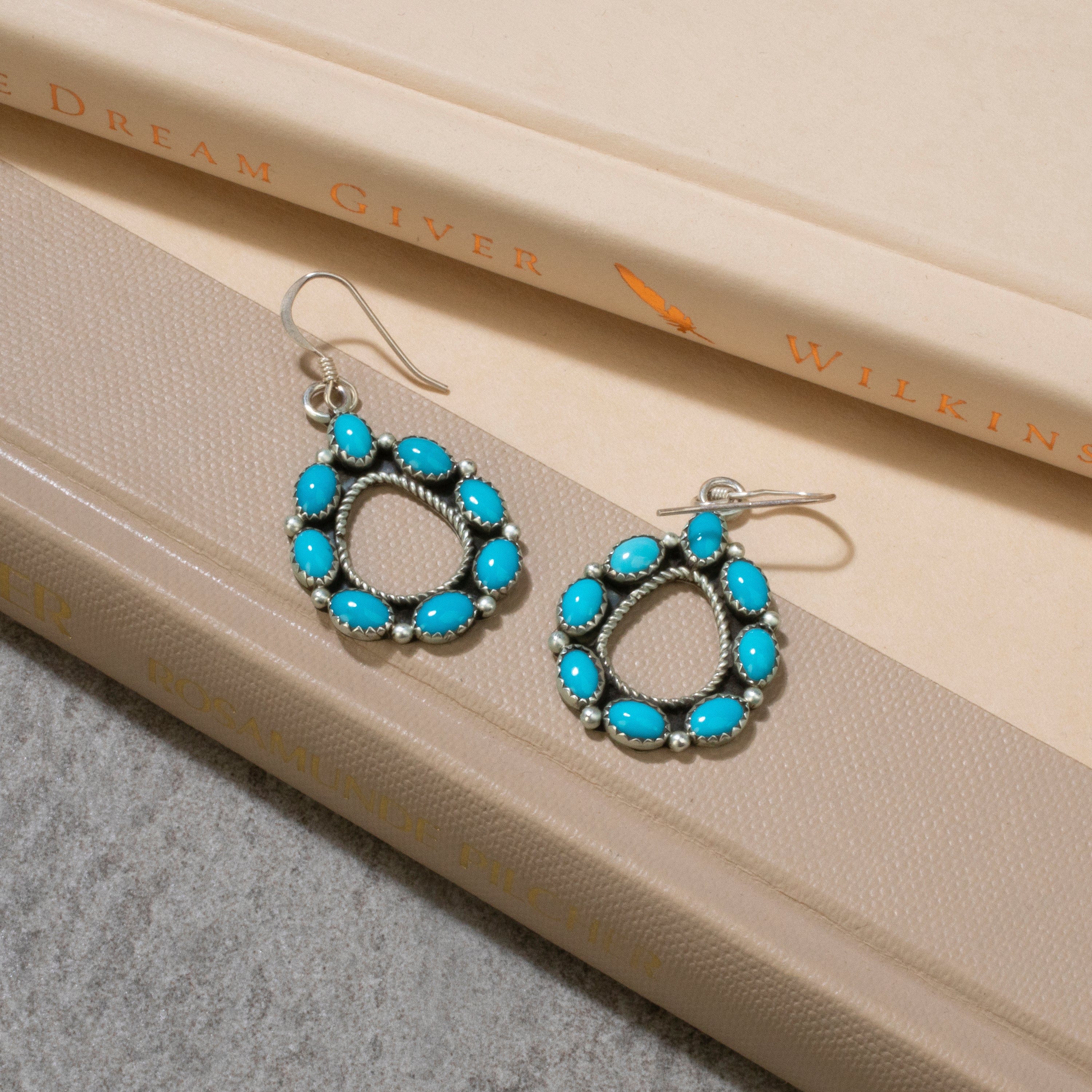 Kalifano Native American Jewelry Sleeping Beauty Turquoise Teardrop Navajo USA Native American Made 925 Sterling Silver Earrings with French Hook NAE700.007