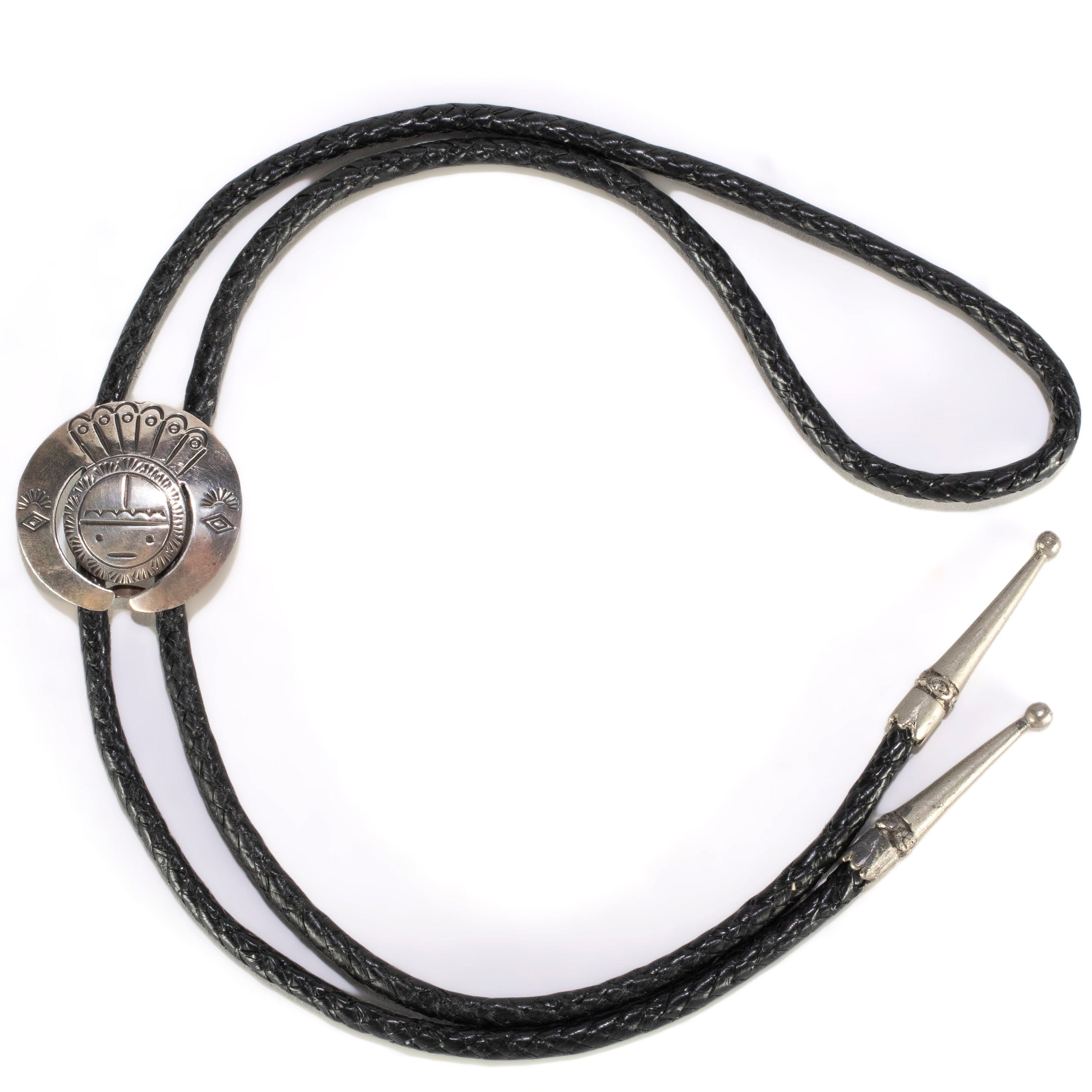 Kalifano Native American Jewelry Zuni Sunface USA Native American Made 925 Sterling Silver Bolo Tie NABT300.001