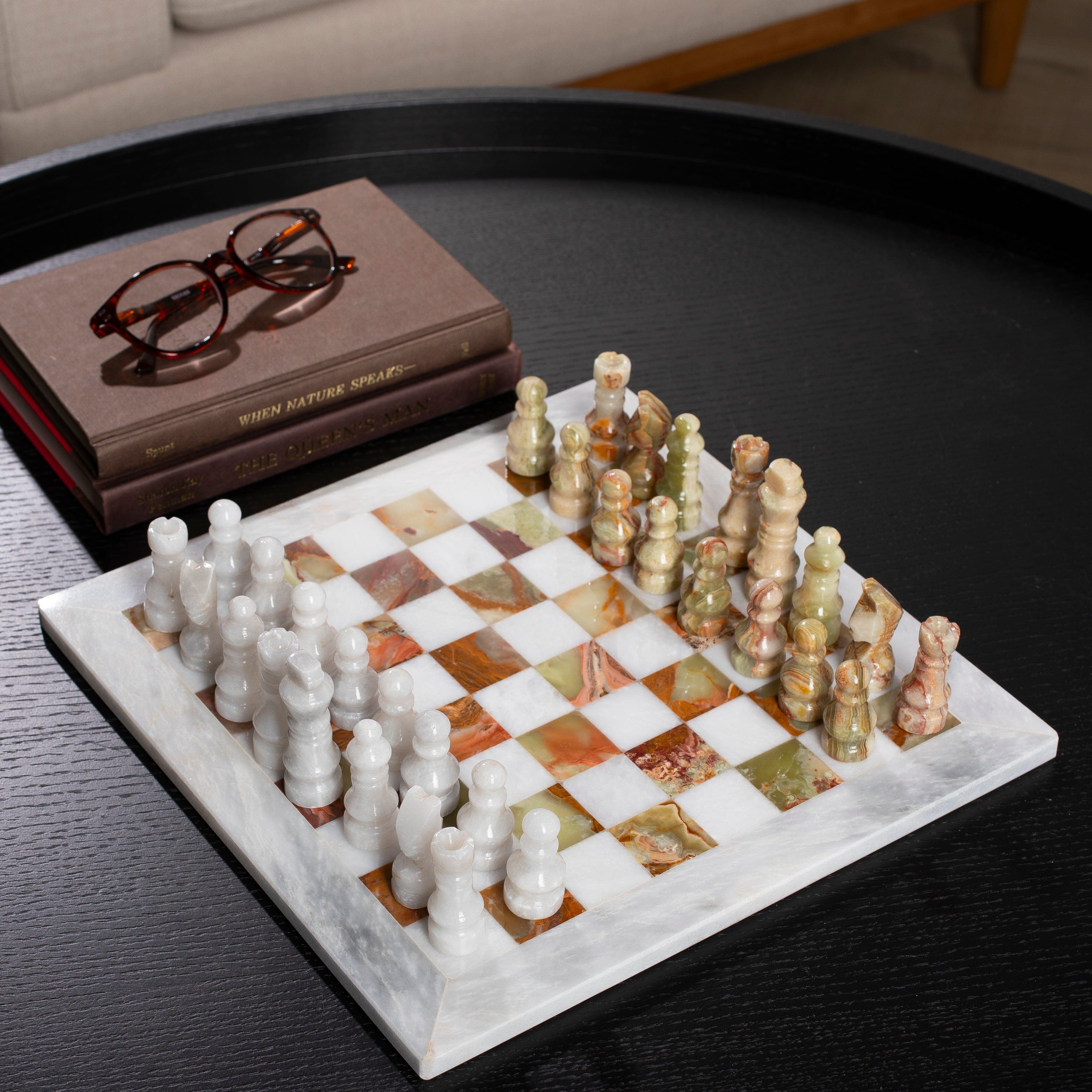 KALIFANO Pakistan Onyx Pakistan Green Onyx Chess Set PON-CS12x12