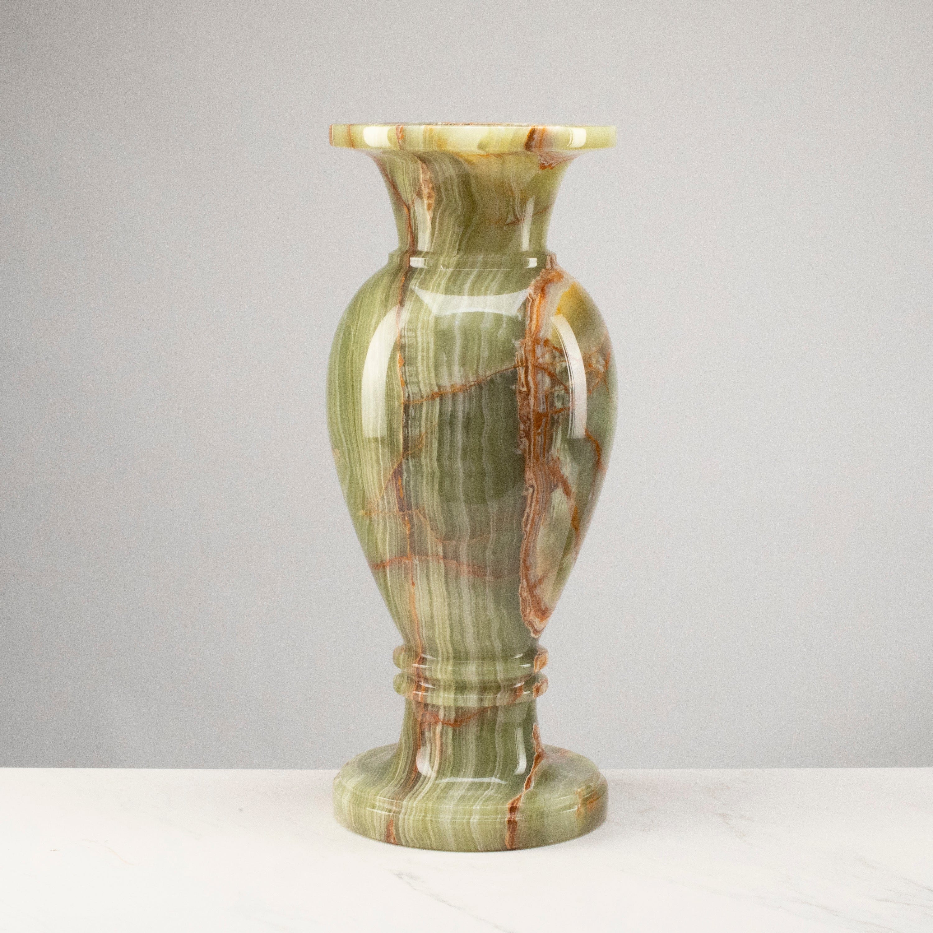 KALIFANO Pakistan Onyx Pakistan Green Onyx Vase - 24" PON-V24