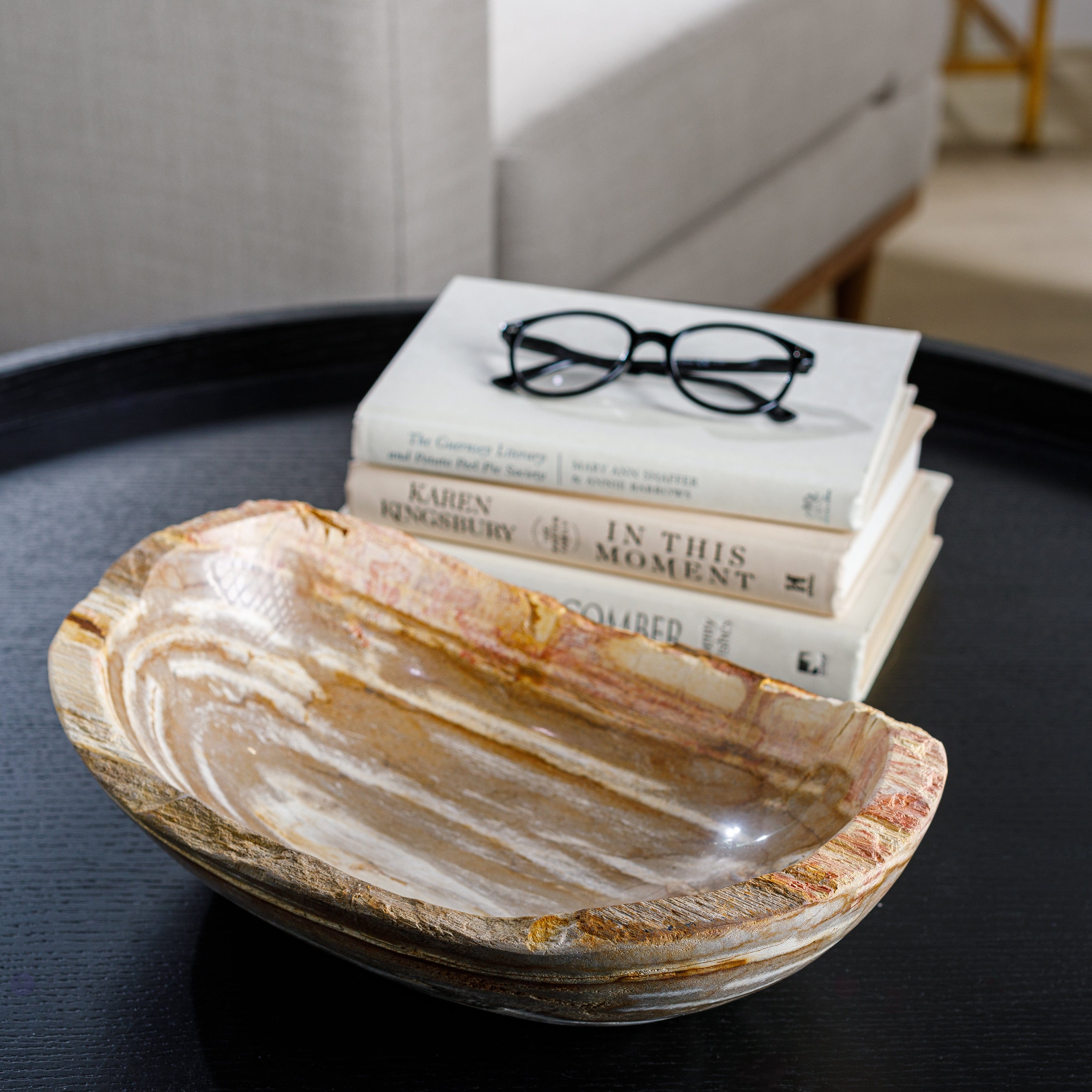 Kalifano Petrified Wood 13" Brown Petrified Wood Bowl PWBO700-BN