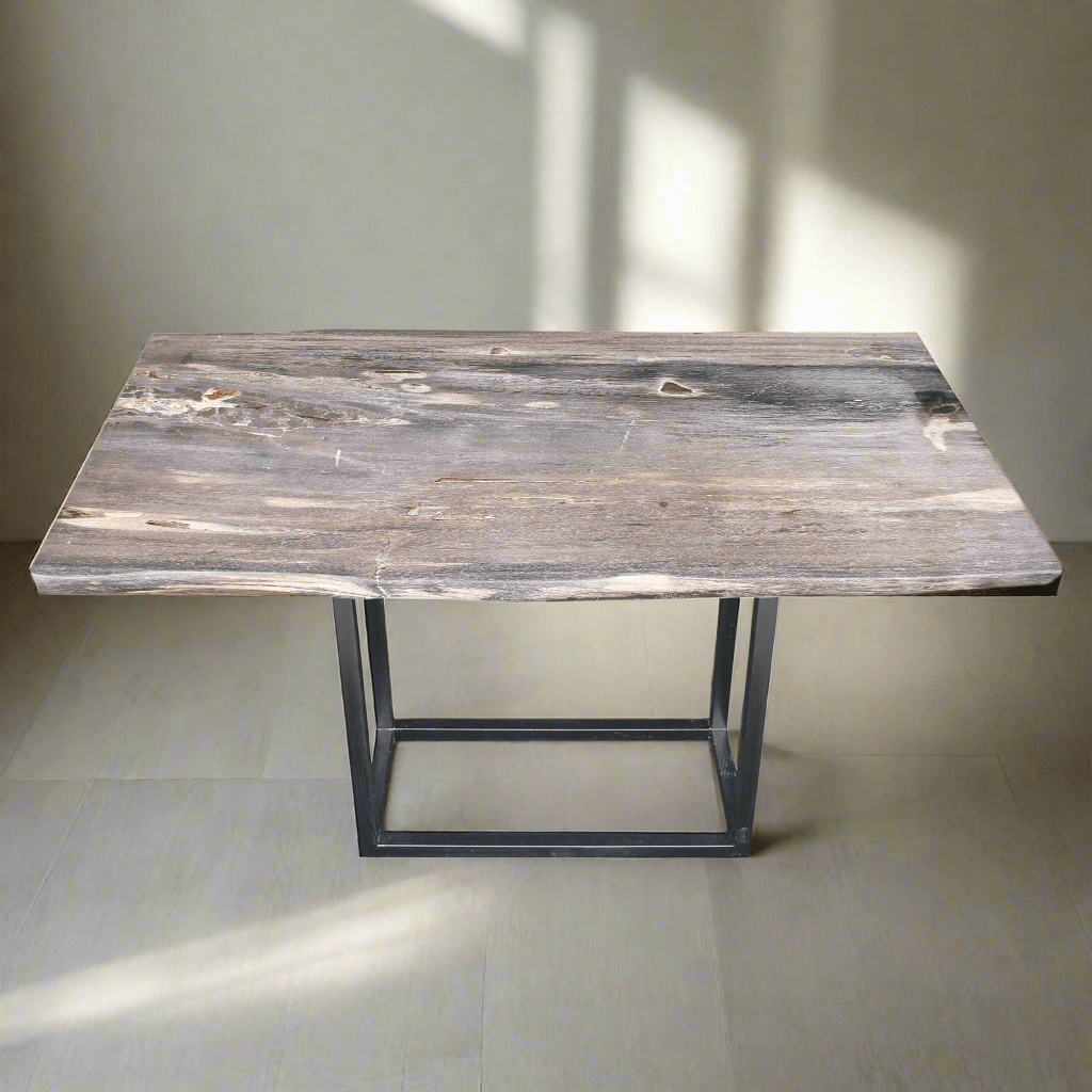 Kalifano Petrified Wood Natural Polished Petrified Wood Console Table from Indonesia - 47" / 146 lbs PWR7900.001