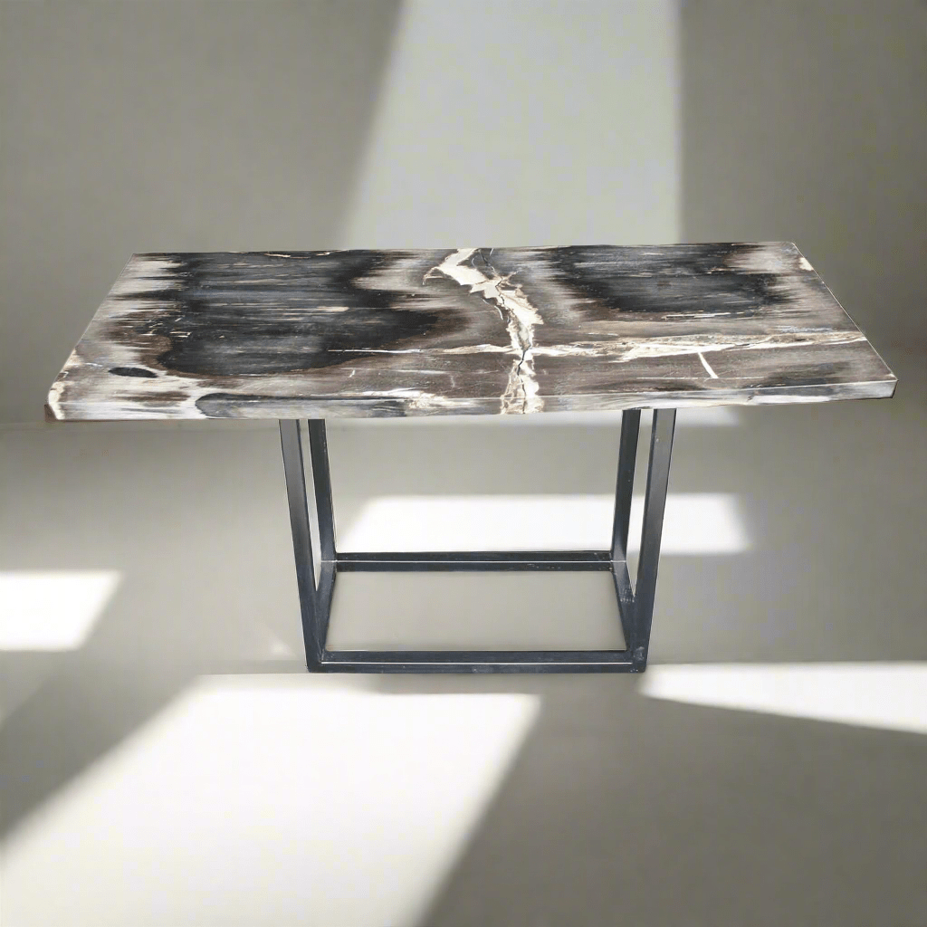 Kalifano Petrified Wood Natural Polished Petrified Wood Console Table from Indonesia - 47" / 93 lbs PWR5000.001