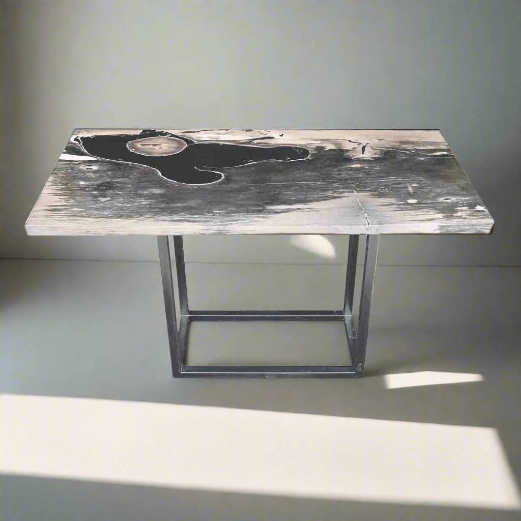 Kalifano Petrified Wood Natural Polished Petrified Wood Console Table from Indonesia - 55" / 163 lbs PWR8900.001