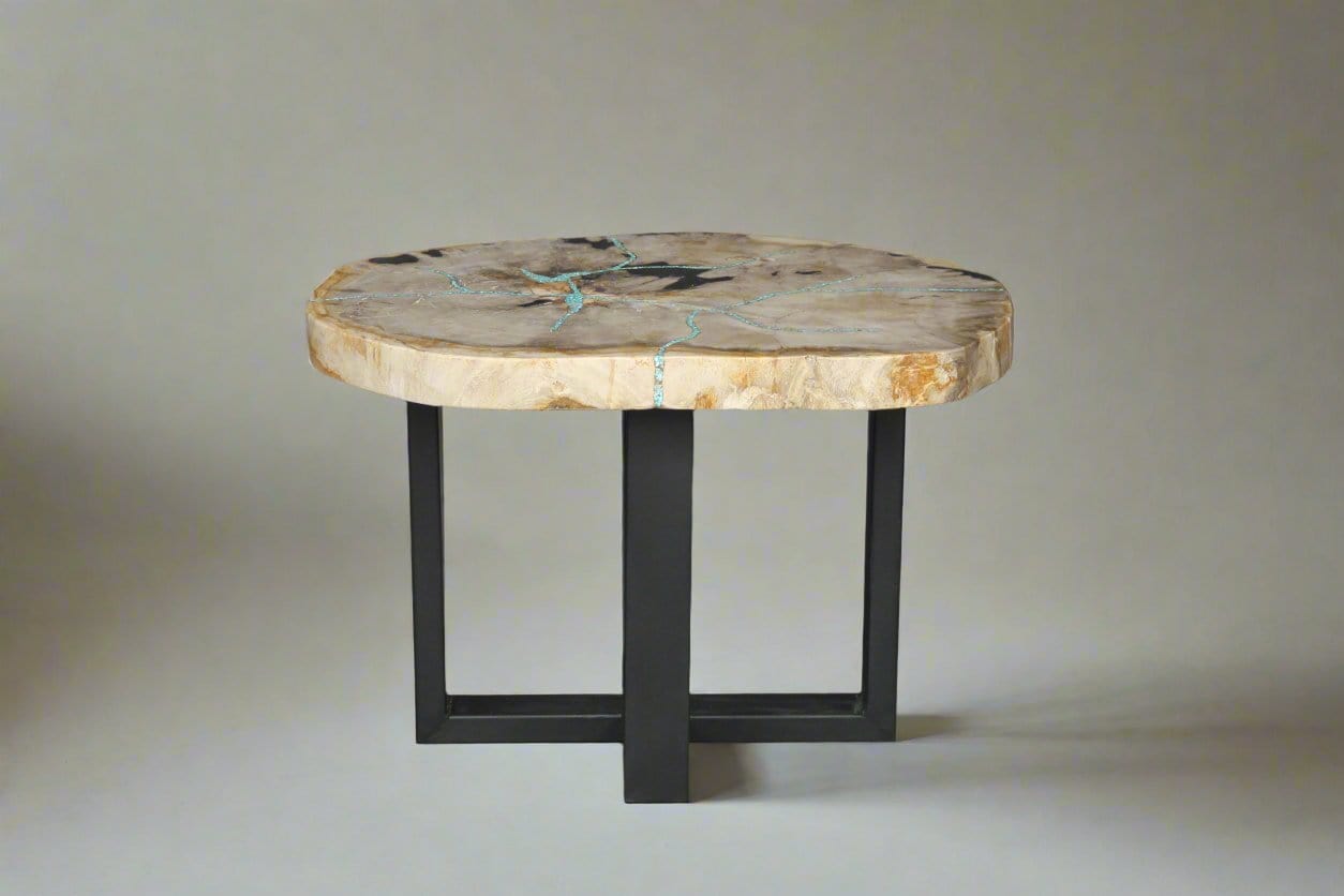 Kalifano Petrified Wood Petrified Wood Round Coffee Table 26" / 77 lbs PWT2800.009