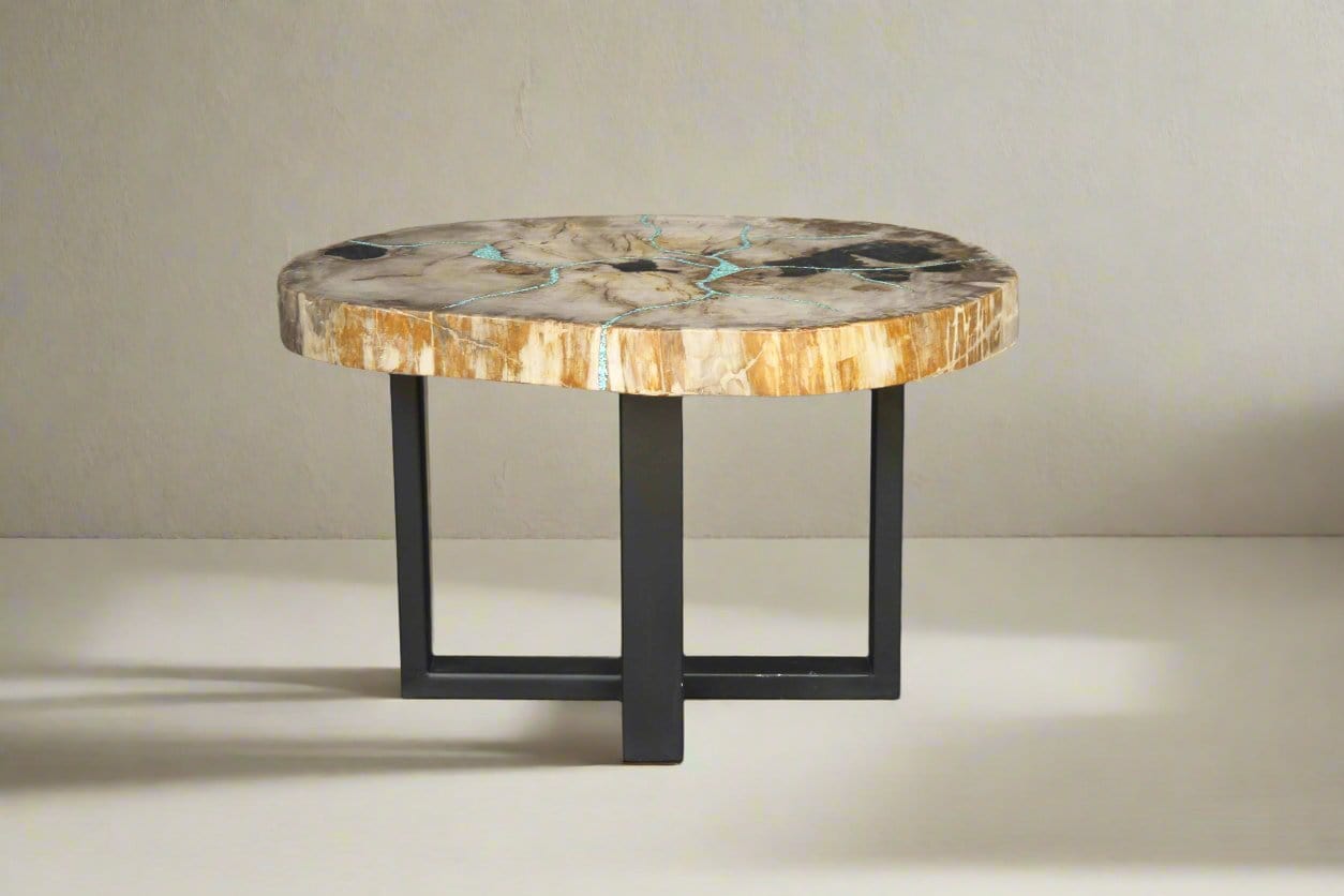 Kalifano Petrified Wood Petrified Wood Round Coffee Table 28" / 112 lbs PWT4200.002