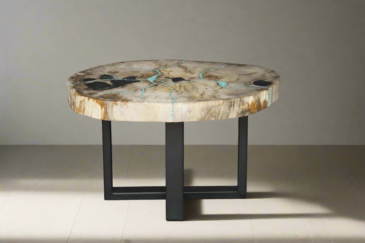Kalifano Petrified Wood Petrified Wood Round Coffee Table 28" / 112 lbs PWT4200.002