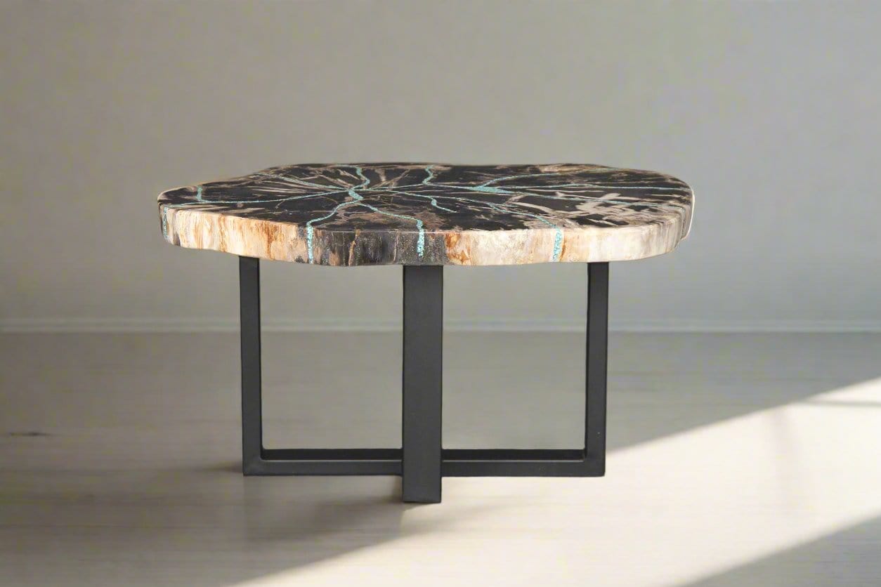 Kalifano Petrified Wood Petrified Wood Round Coffee Table 32" / 81 lbs PWT3200.008