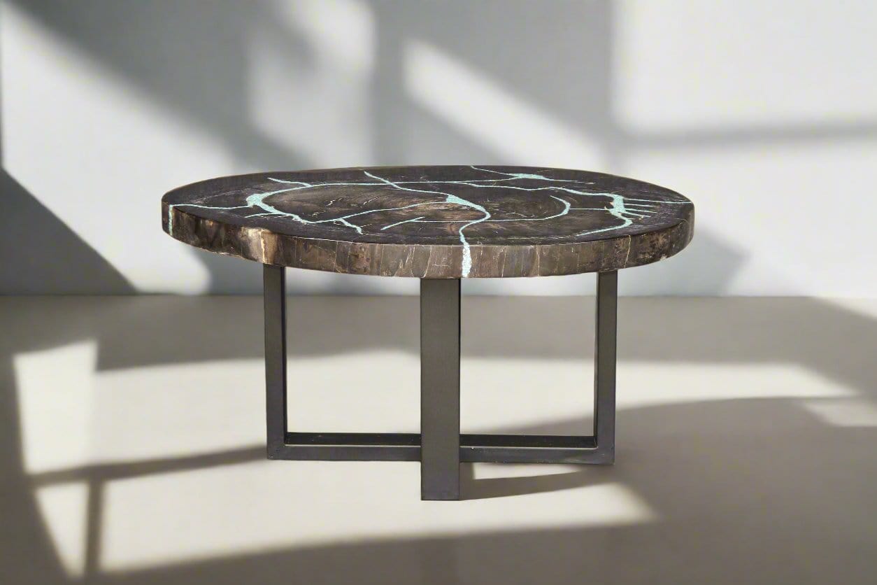 Kalifano Petrified Wood Petrified Wood Round Coffee Table 32" / 92 lbs PWT3400.004
