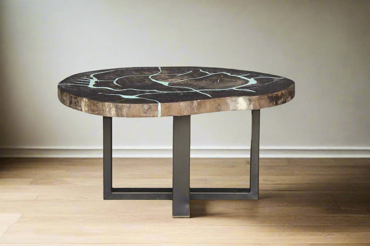Kalifano Petrified Wood Petrified Wood Round Coffee Table 32" / 92 lbs PWT3400.004