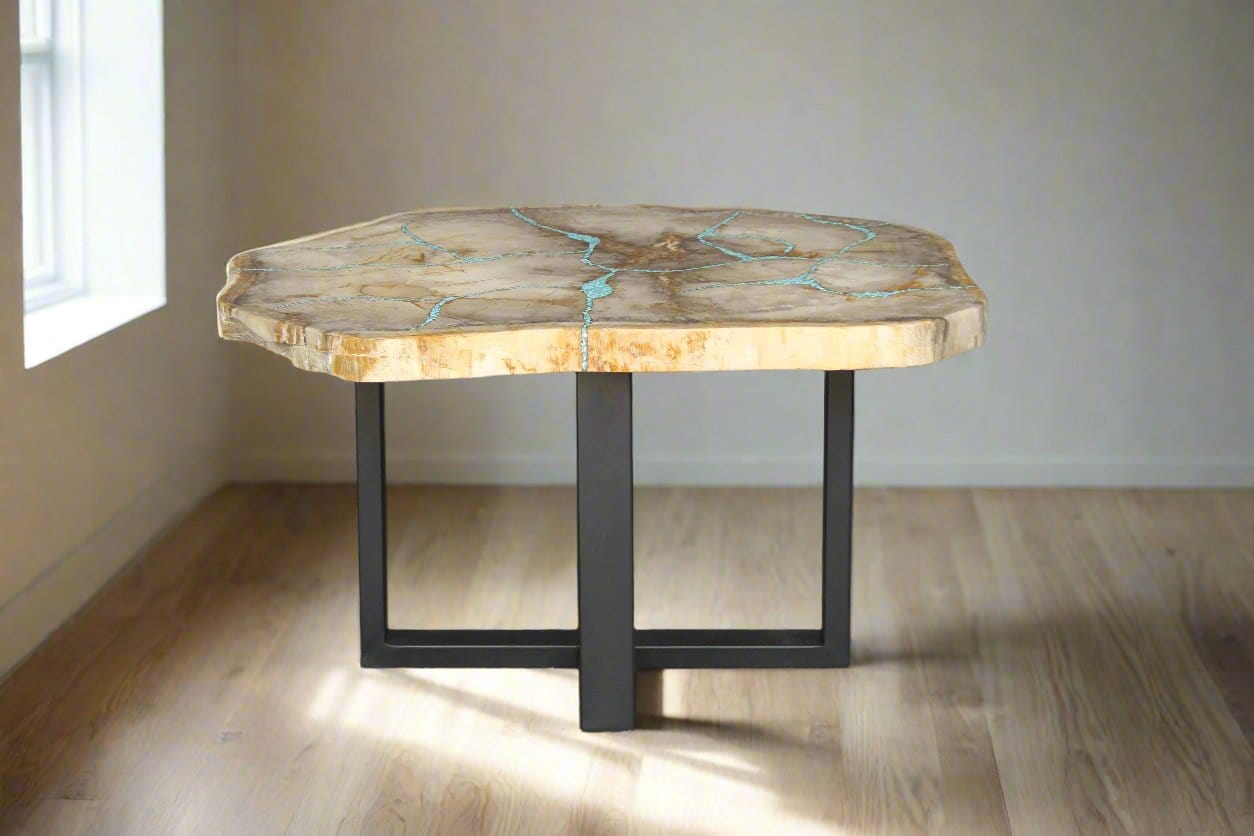 Kalifano Petrified Wood Petrified Wood Round Coffee Table 33" / 117 lbs PWT4400.002