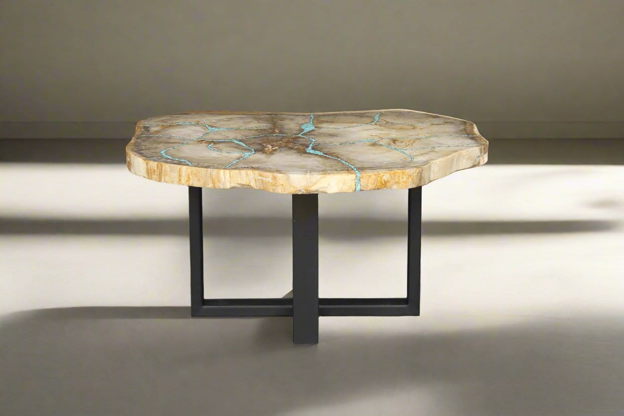 Kalifano Petrified Wood Petrified Wood Round Coffee Table 33" / 117 lbs PWT4400.002
