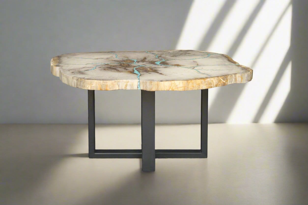 Kalifano Petrified Wood Petrified Wood Round Coffee Table 33" / 132 lbs PWT4800.004