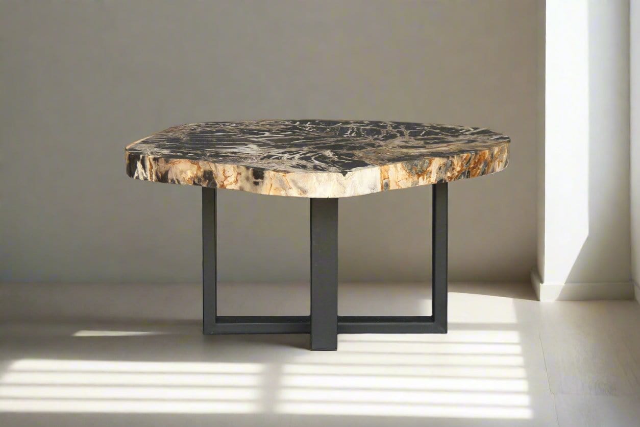 Kalifano Petrified Wood Petrified Wood Round Coffee Table 34" / 106 lbs PWT4000.005