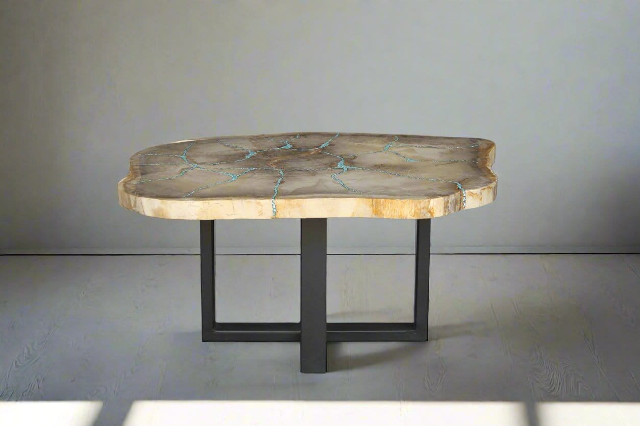Kalifano Petrified Wood Petrified Wood Round Coffee Table 34" / 128 lbs PWT4800.003