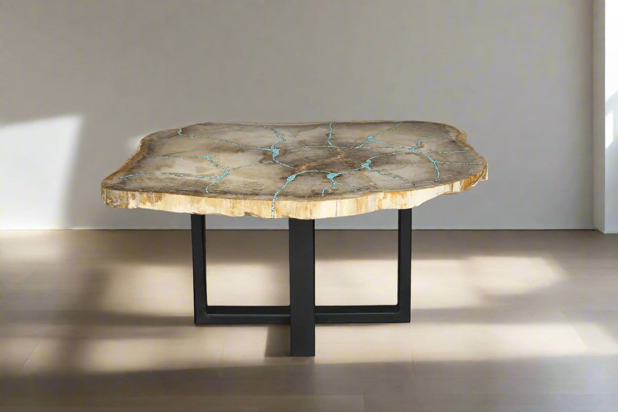 Kalifano Petrified Wood Petrified Wood Round Coffee Table 34" / 128 lbs PWT4800.003