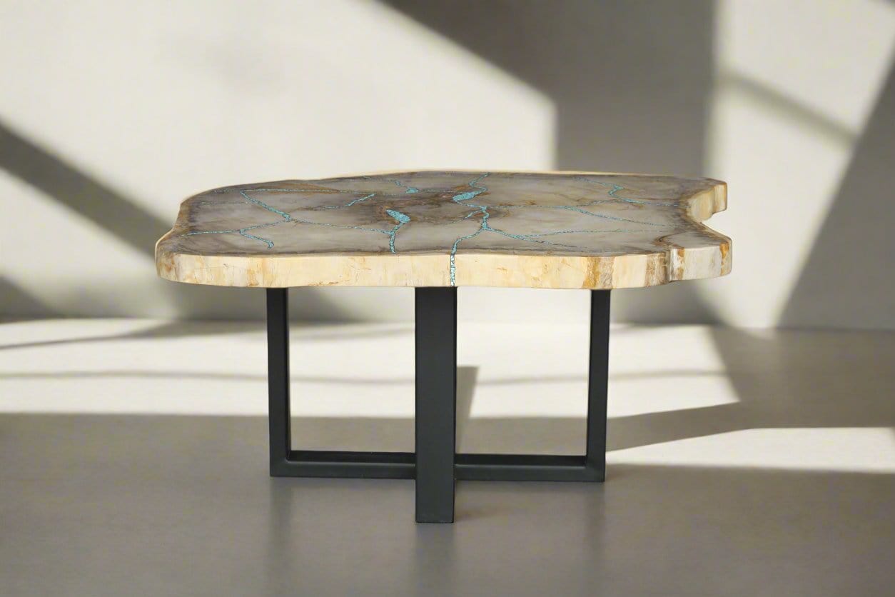 Kalifano Petrified Wood Petrified Wood Round Coffee Table 35" / 134 lbs PWT5000.002