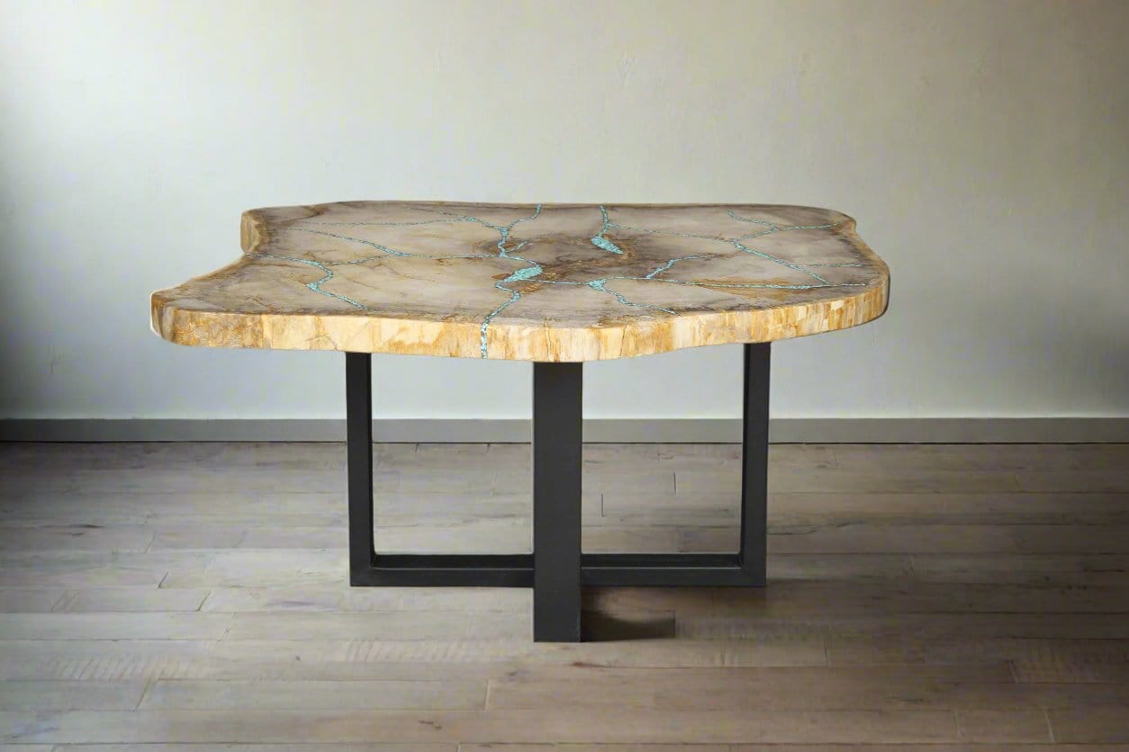 Kalifano Petrified Wood Petrified Wood Round Coffee Table 35" / 134 lbs PWT5000.002