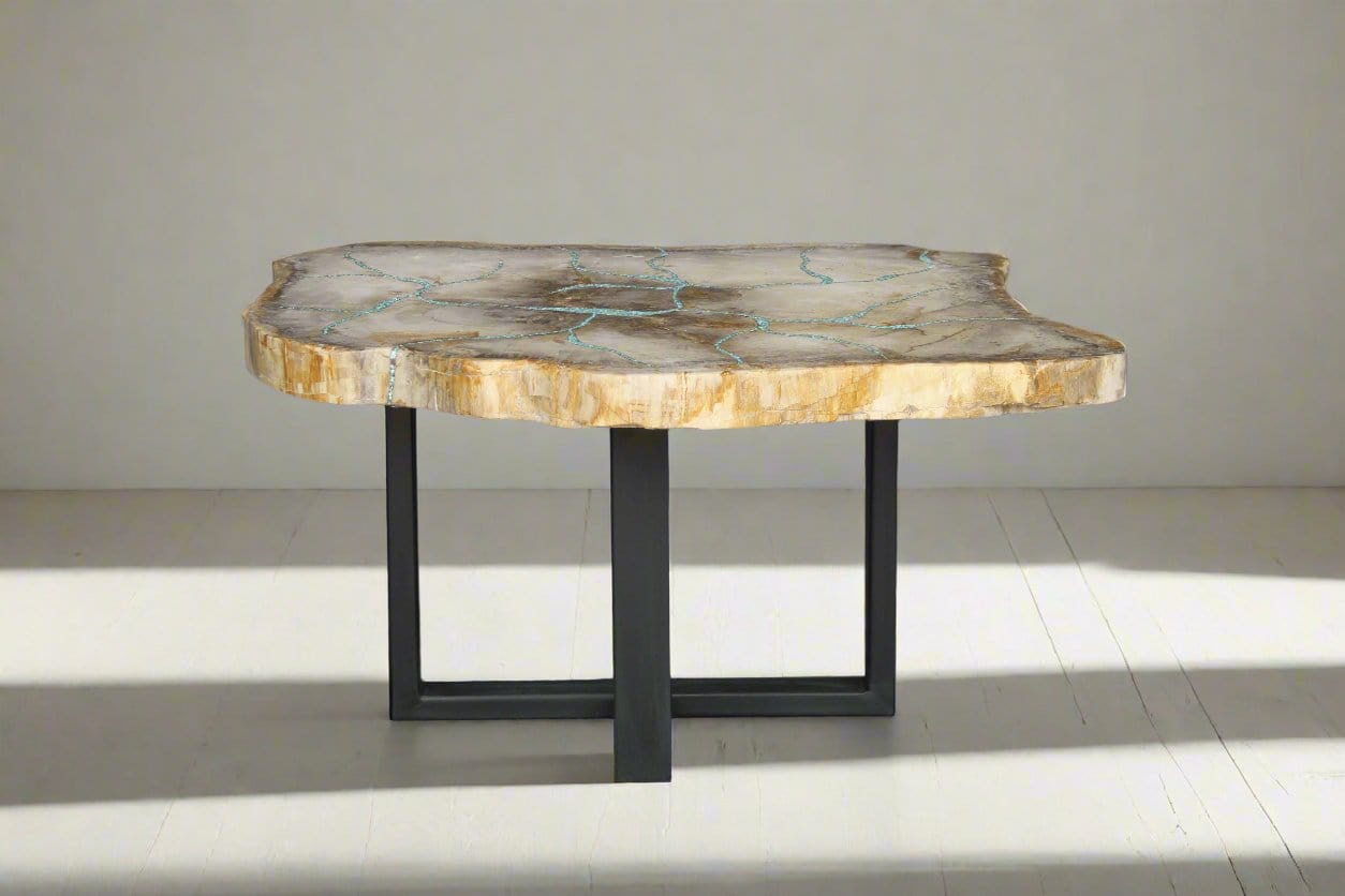 Kalifano Petrified Wood Petrified Wood Round Coffee Table 35" / 150 lbs PWT5600.005