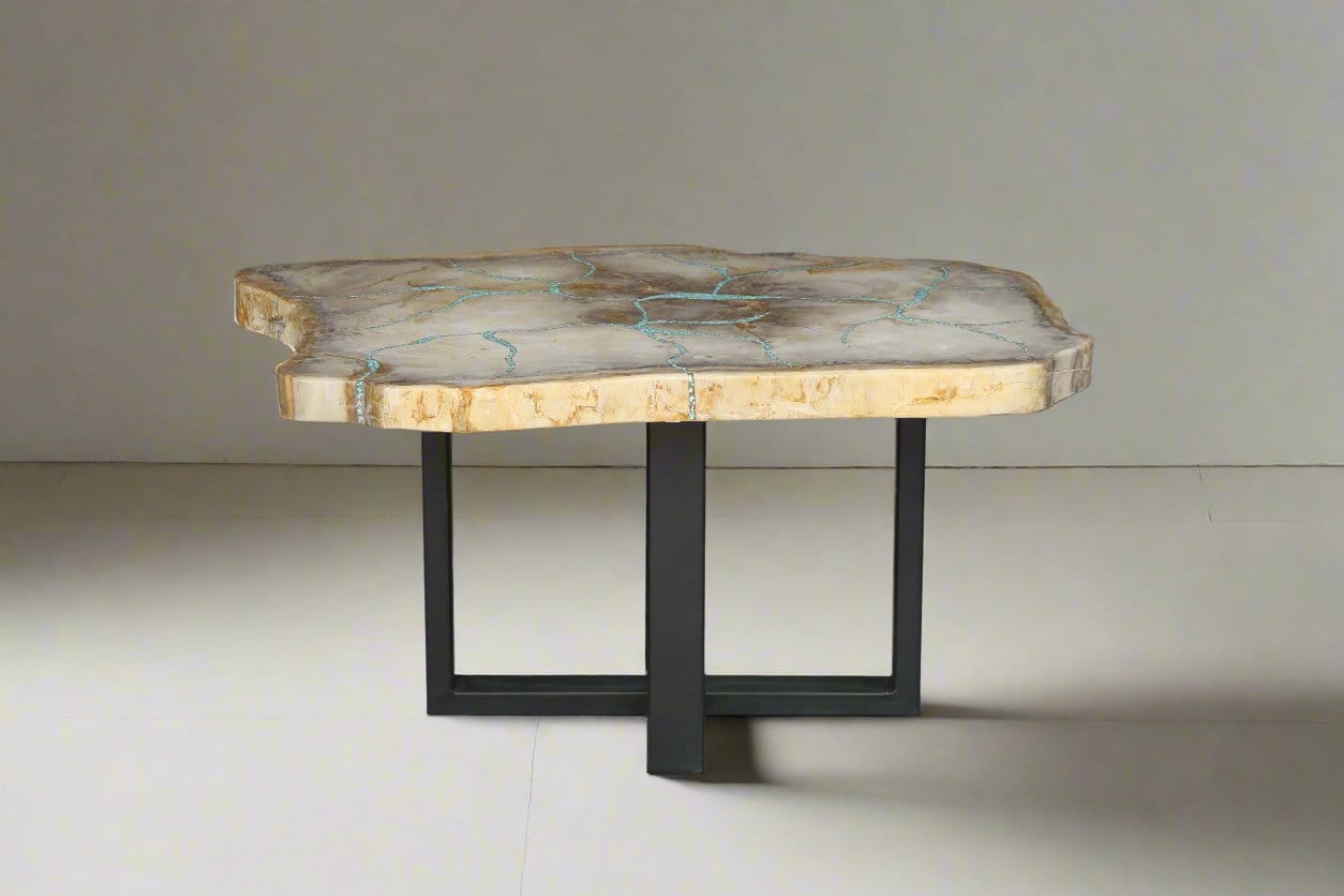 Kalifano Petrified Wood Petrified Wood Round Coffee Table 35" / 150 lbs PWT5600.005