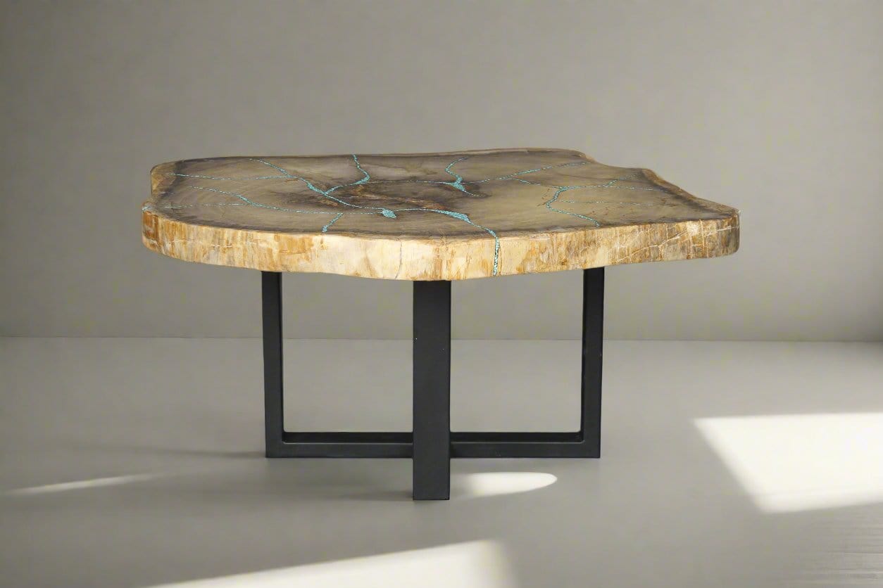Kalifano Petrified Wood Petrified Wood Round Coffee Table 37" / 169 lbs PWT6400.005