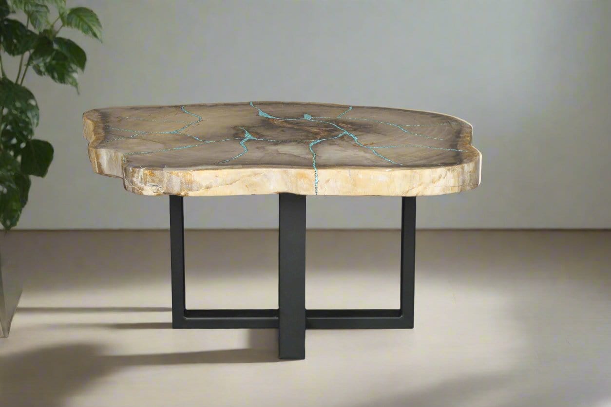 Kalifano Petrified Wood Petrified Wood Round Coffee Table 37" / 169 lbs PWT6400.005