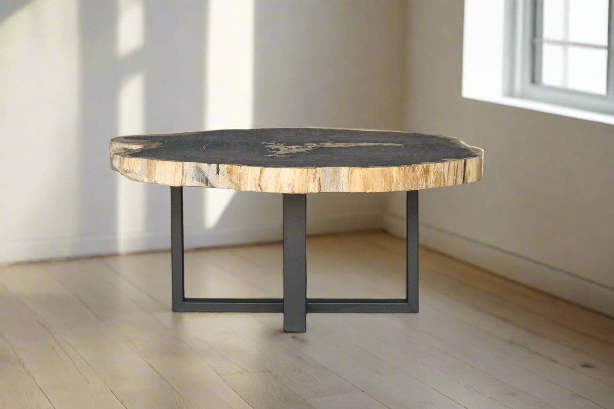 Kalifano Petrified Wood Petrified Wood Round Coffee Table 37" / 191 lbs PWT7000.002