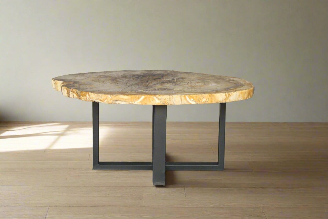 Kalifano Petrified Wood Petrified Wood Round Coffee Table 39" / 165 lbs PWT6000.006