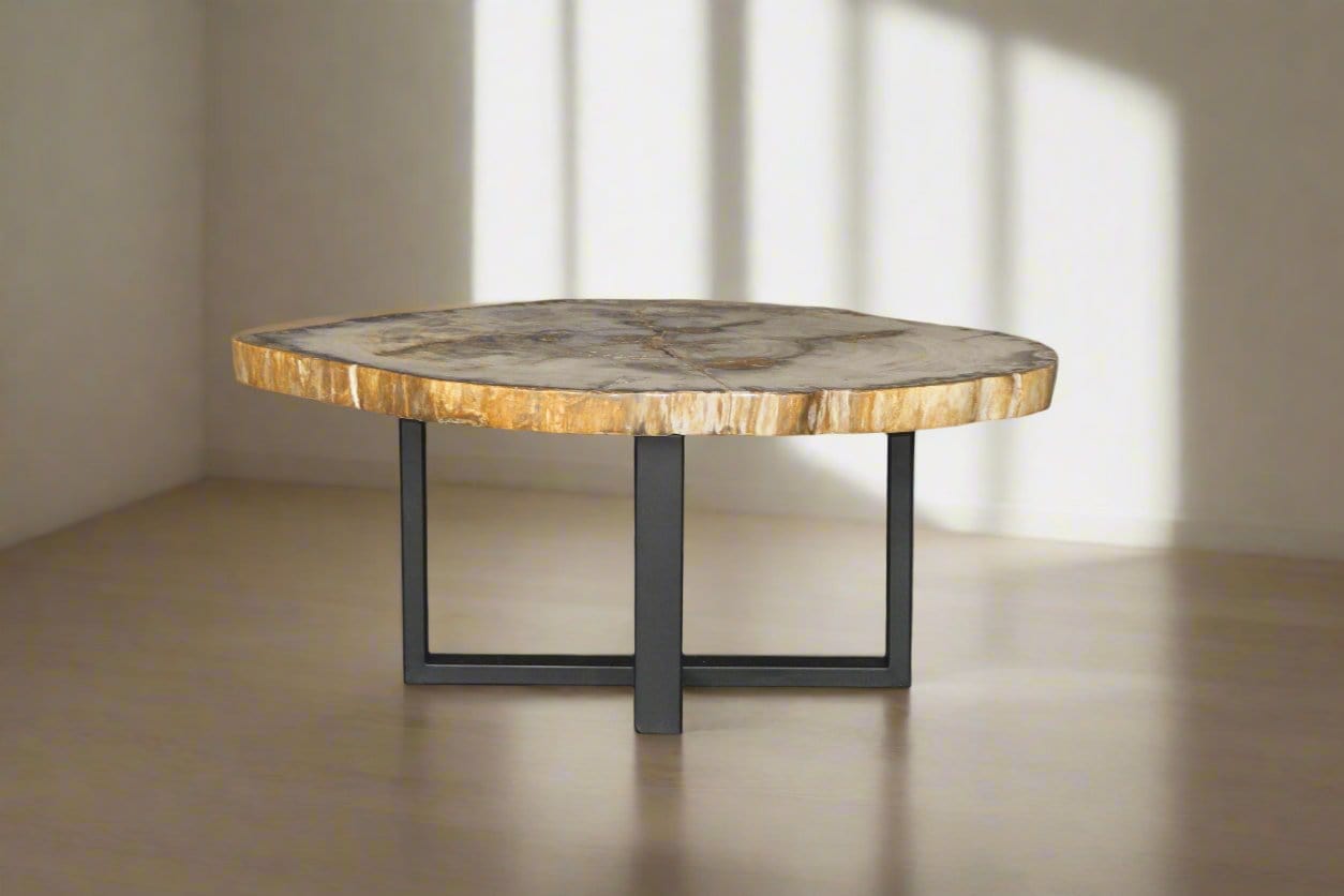 Kalifano Petrified Wood Petrified Wood Round Coffee Table 40" / 167 lbs PWT6200.003