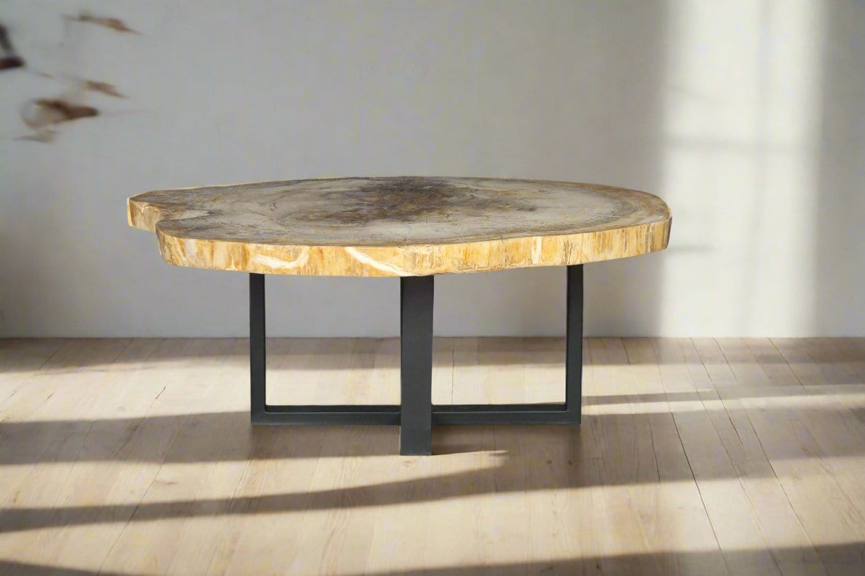 Kalifano Petrified Wood Petrified Wood Round Coffee Table 41" / 200 lbs PWT7400.006