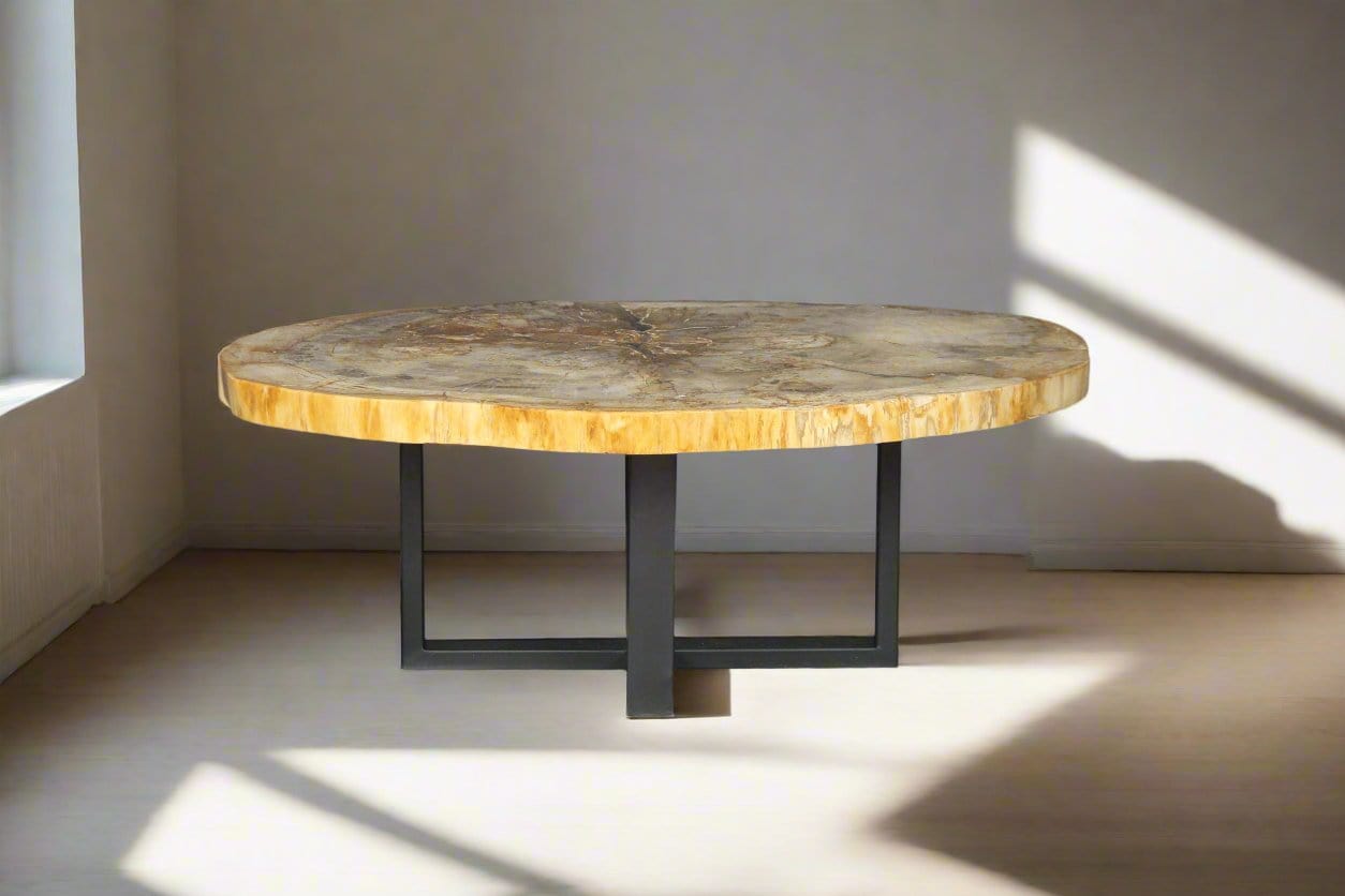 Kalifano Petrified Wood Petrified Wood Round Coffee Table 43" / 200 lbs PWT7400.005
